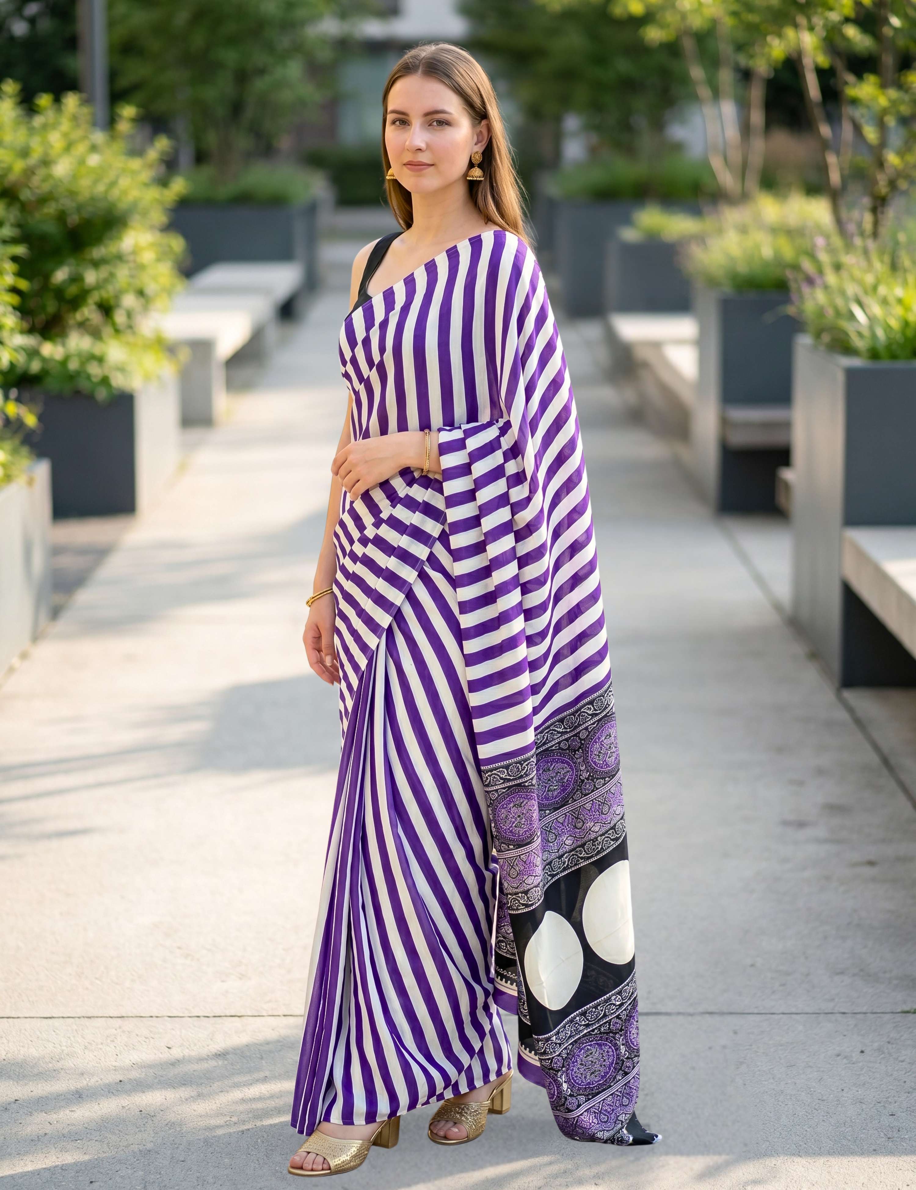 Ajrakh Crepe Saree