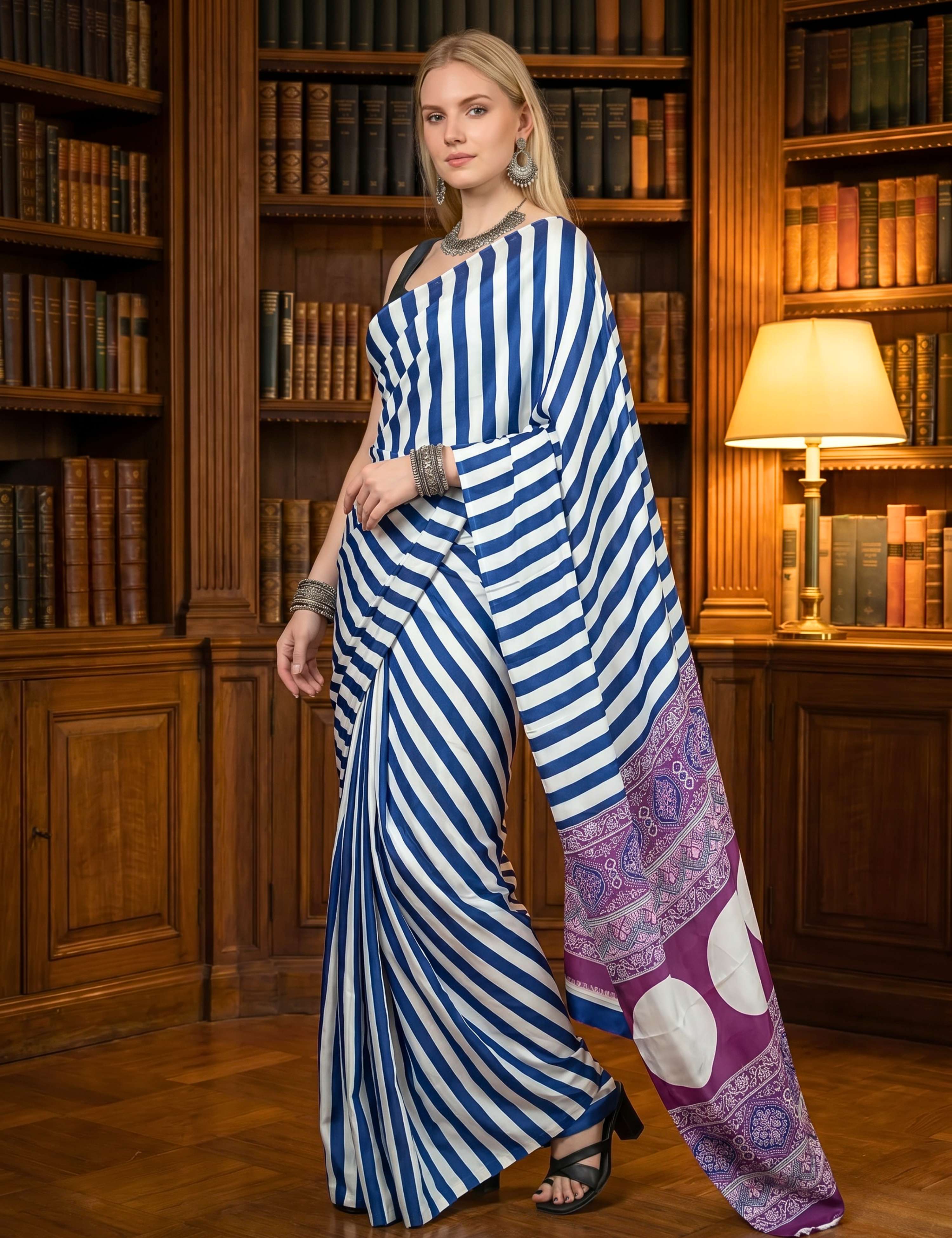 Ajrakh Crepe Saree