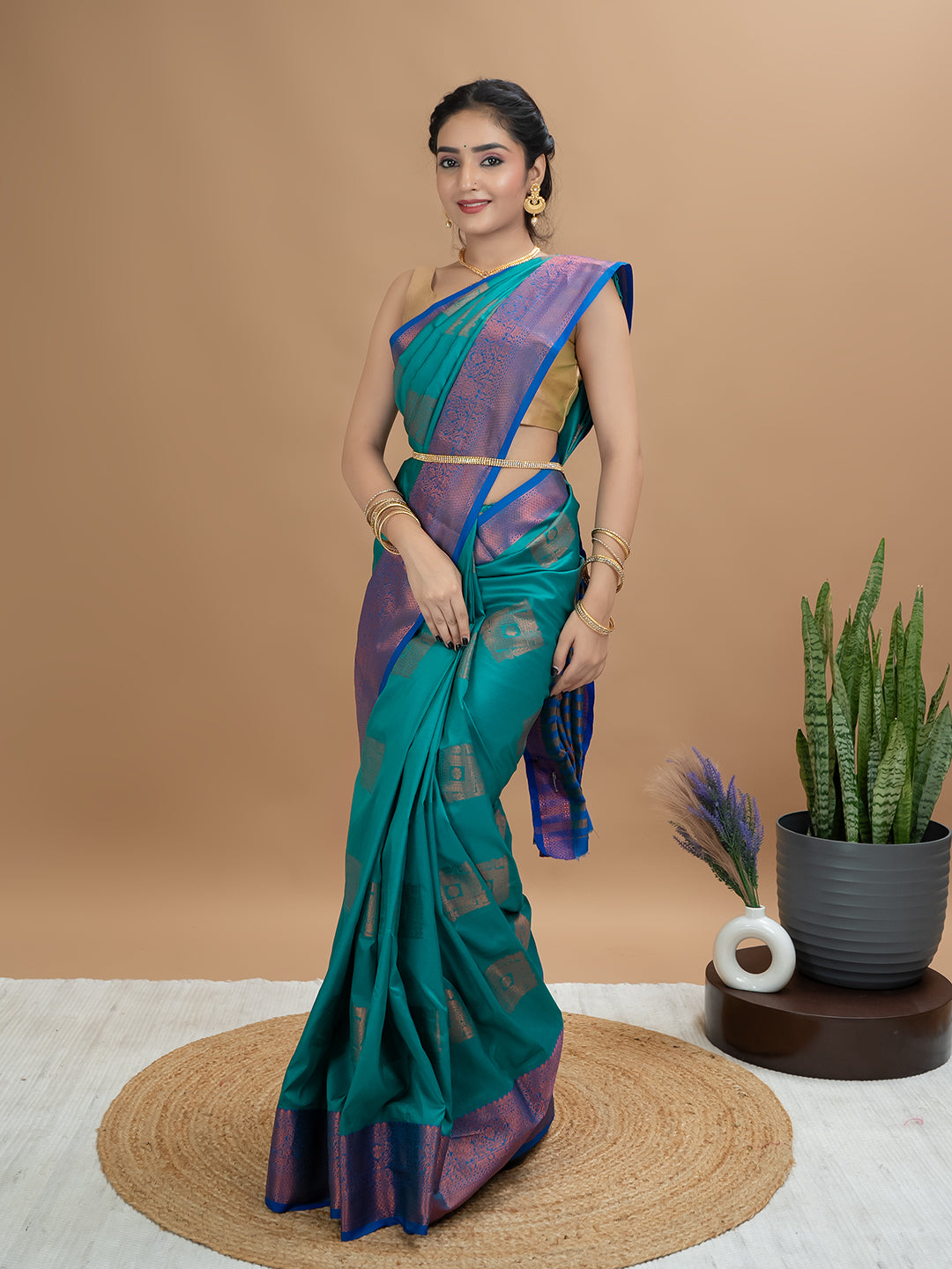 Turquoise South Silk Saree