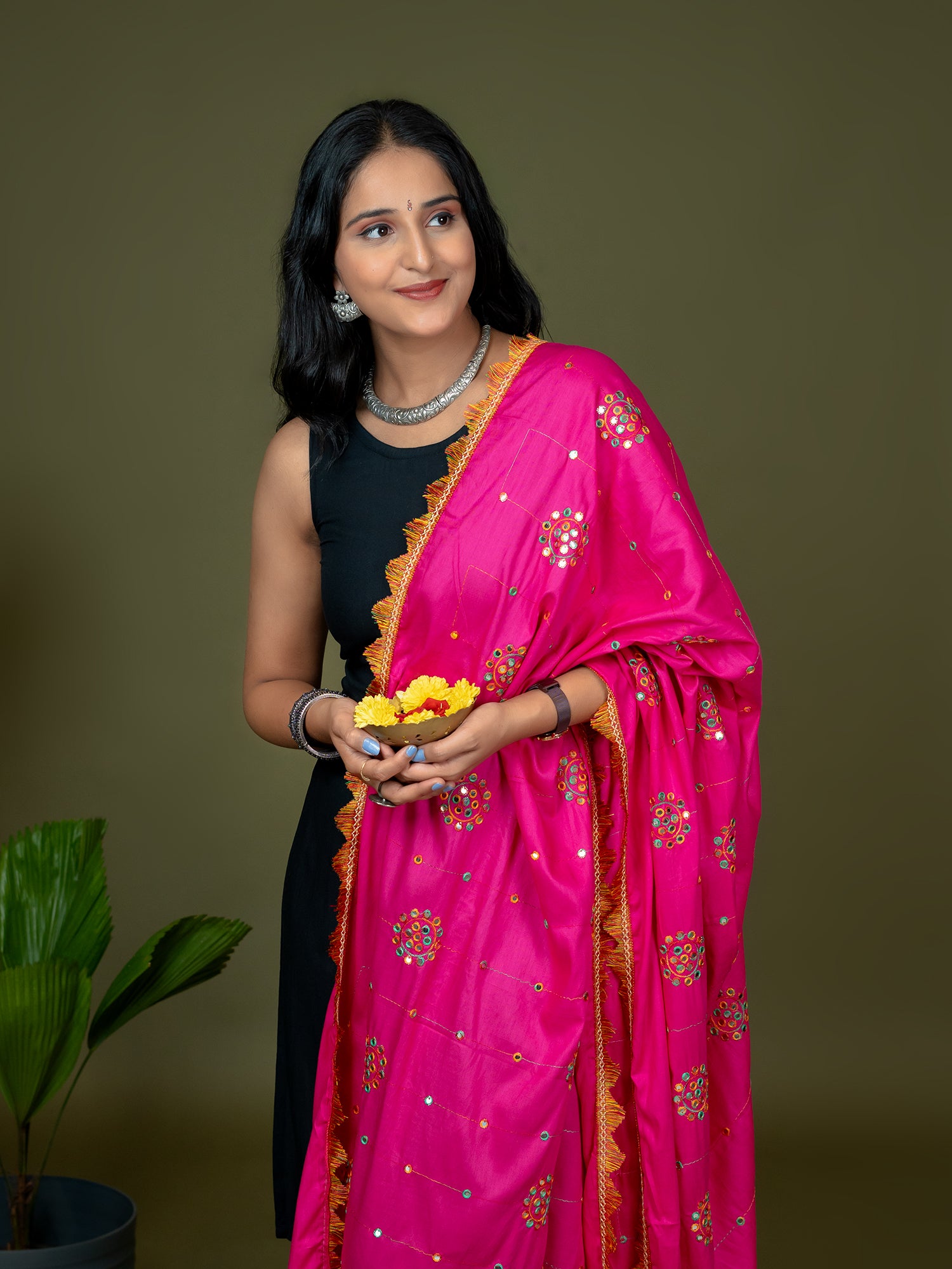 Mirror Work Viscose Rayon Dupatta