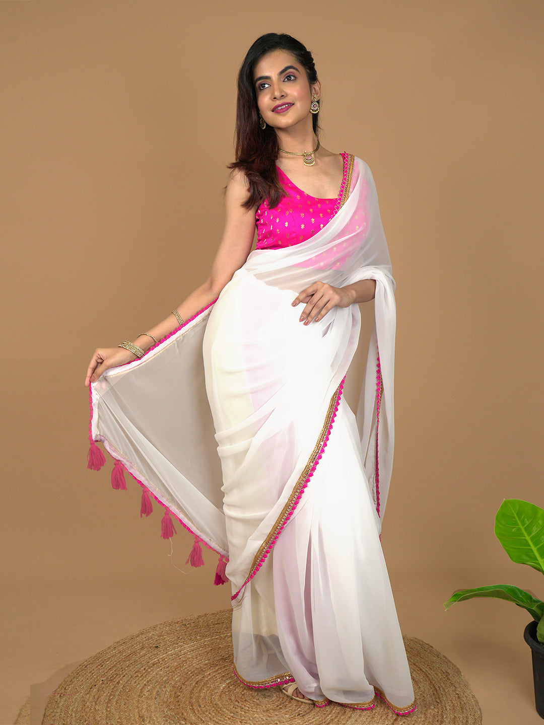 Solid Georgette Saree