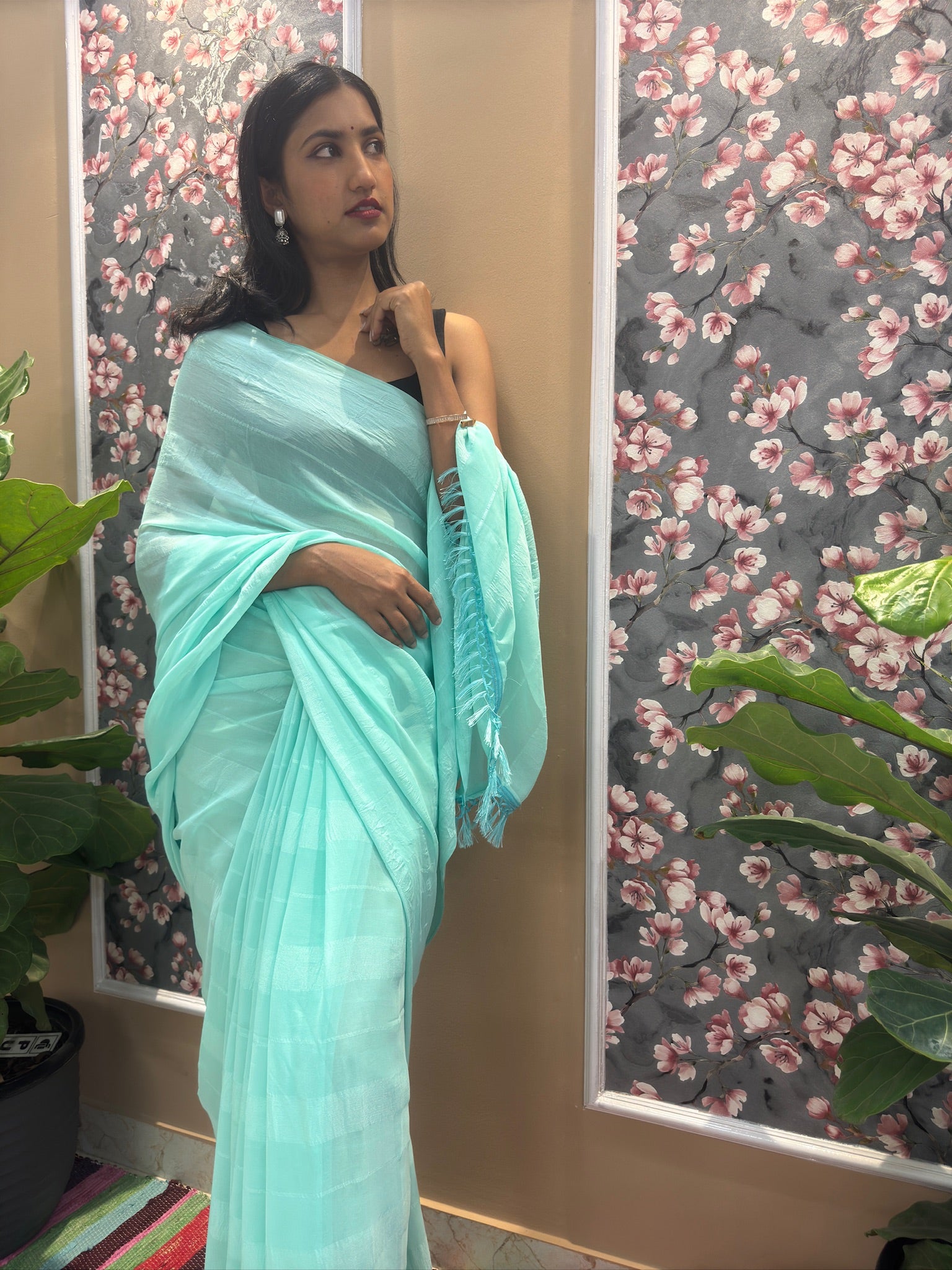 Solid Chiffon Saree