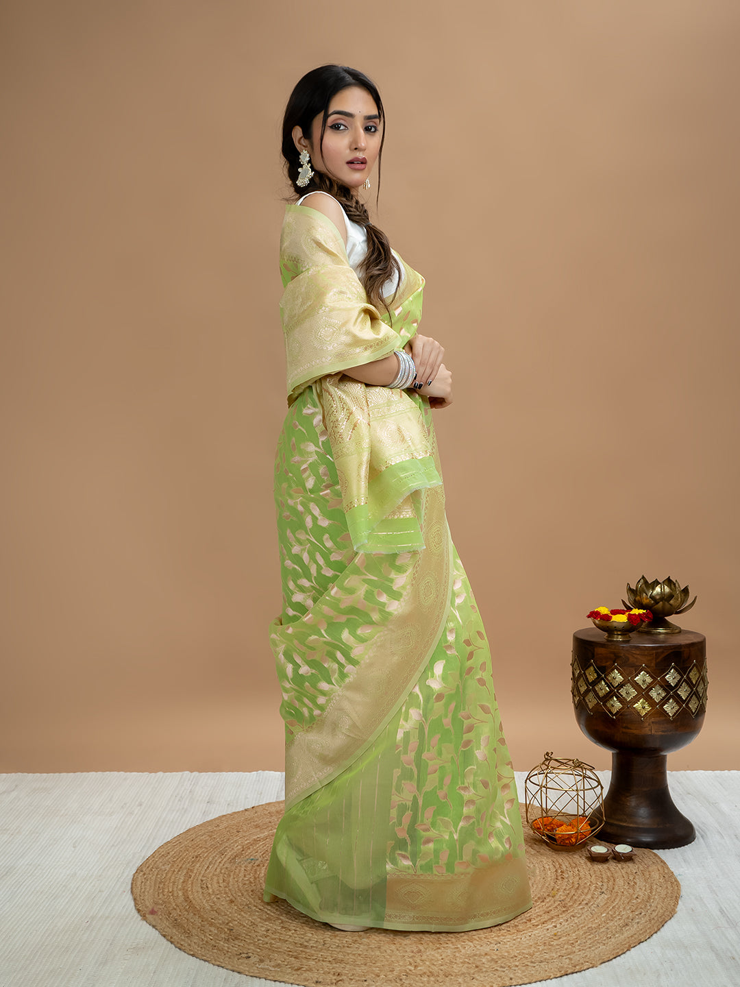 Floral Cotton Linen Saree