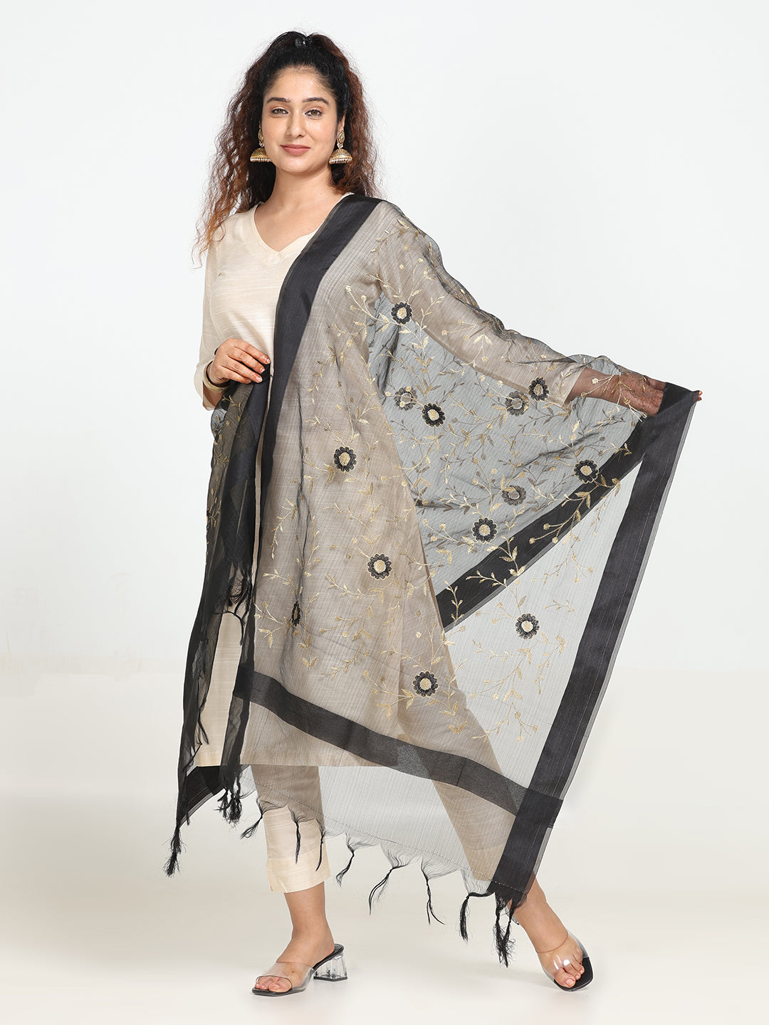 Embroidered Chanderi Dupatta