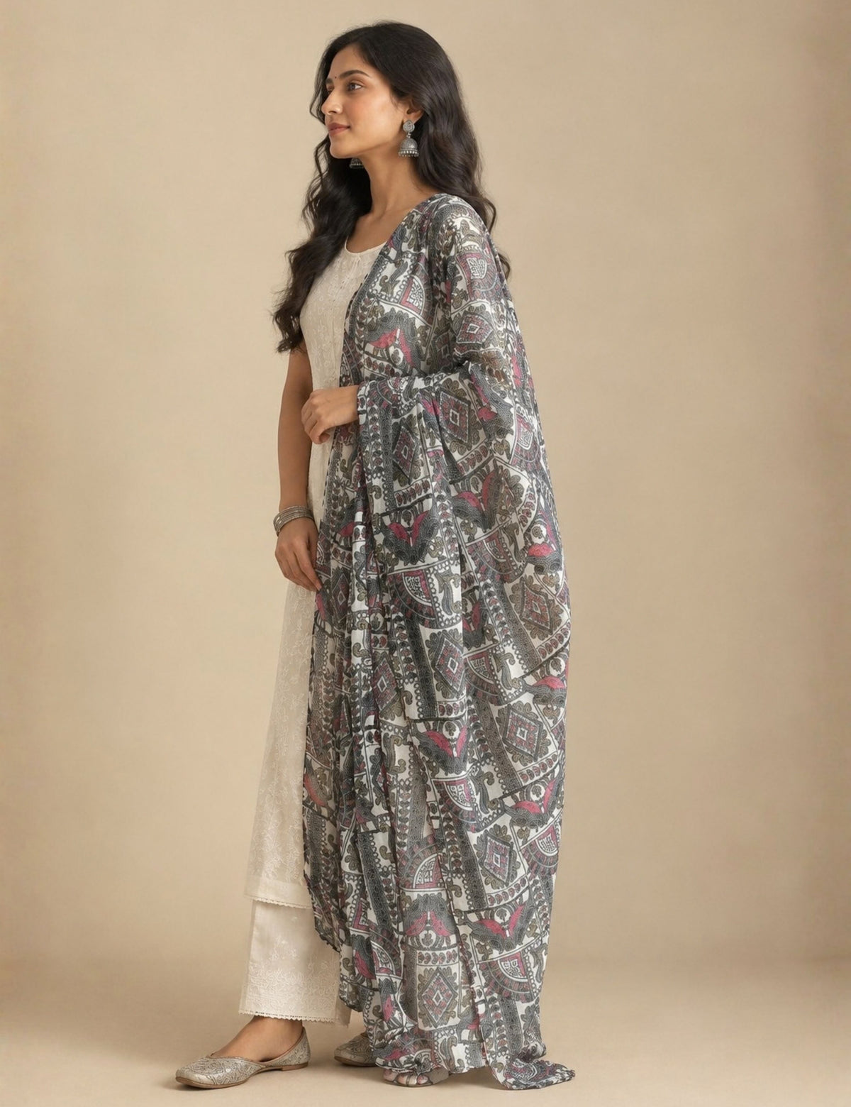 Ethnic Purple Cotton Dupatta