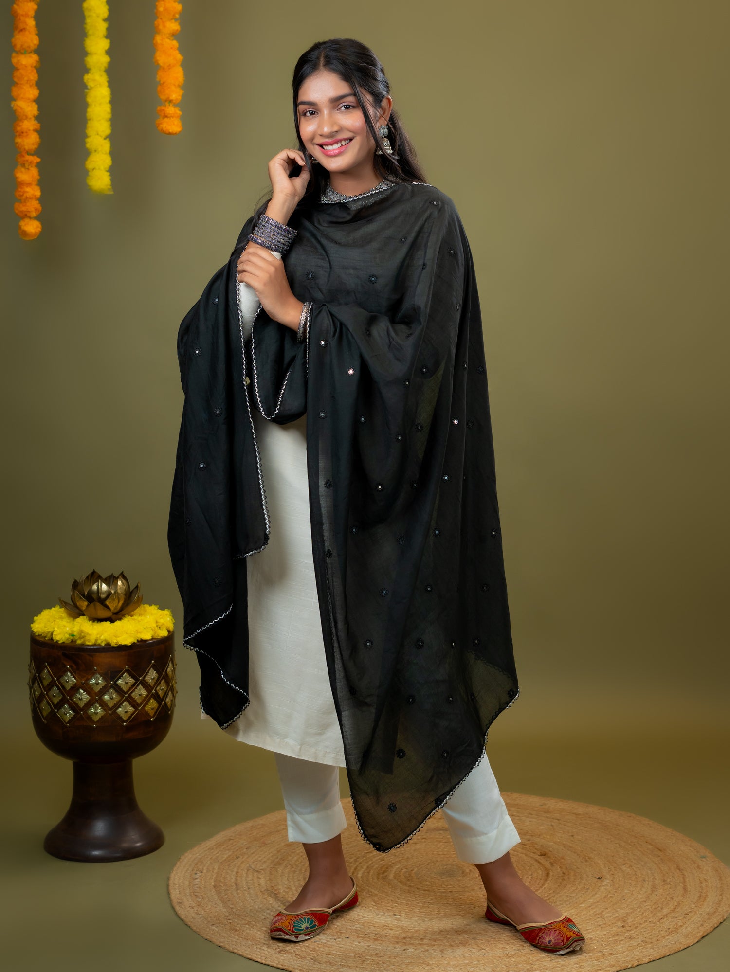 Embroidered Chanderi Dupatta