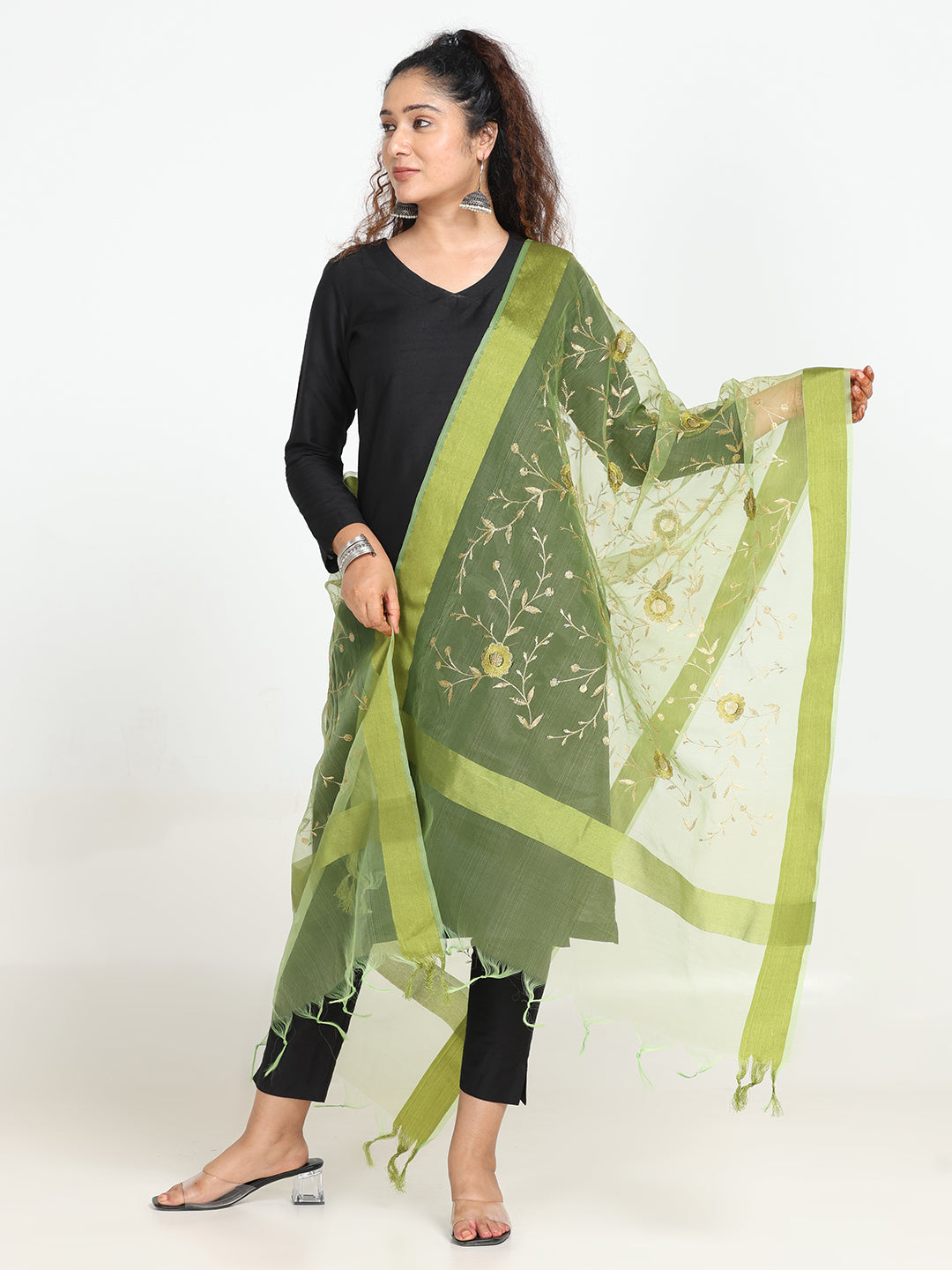 Embroidered Chanderi Dupatta