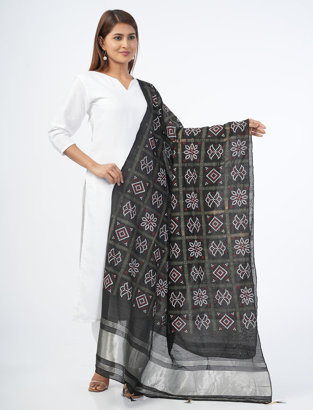 Ghatchola Checks Gaji Silk Dupatta