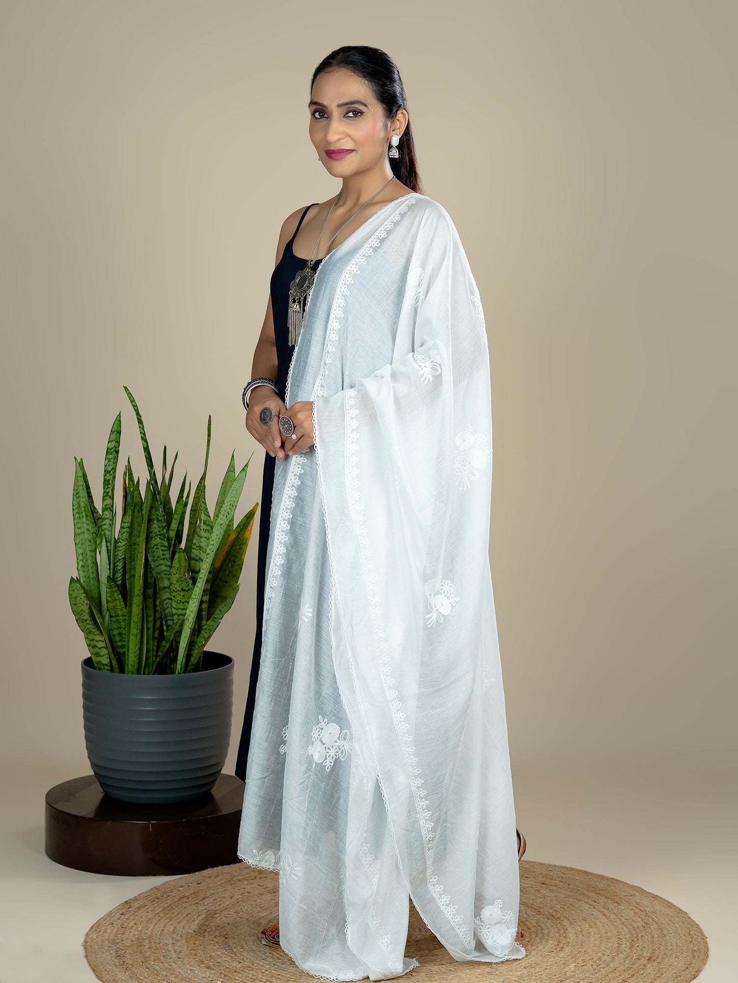 Embroidered Chanderi Dupatta