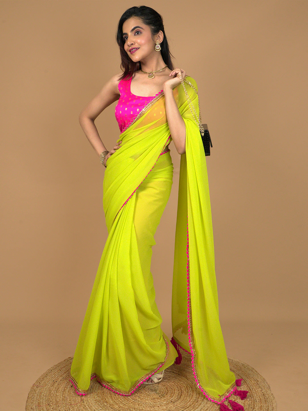 Solid Georgette Saree