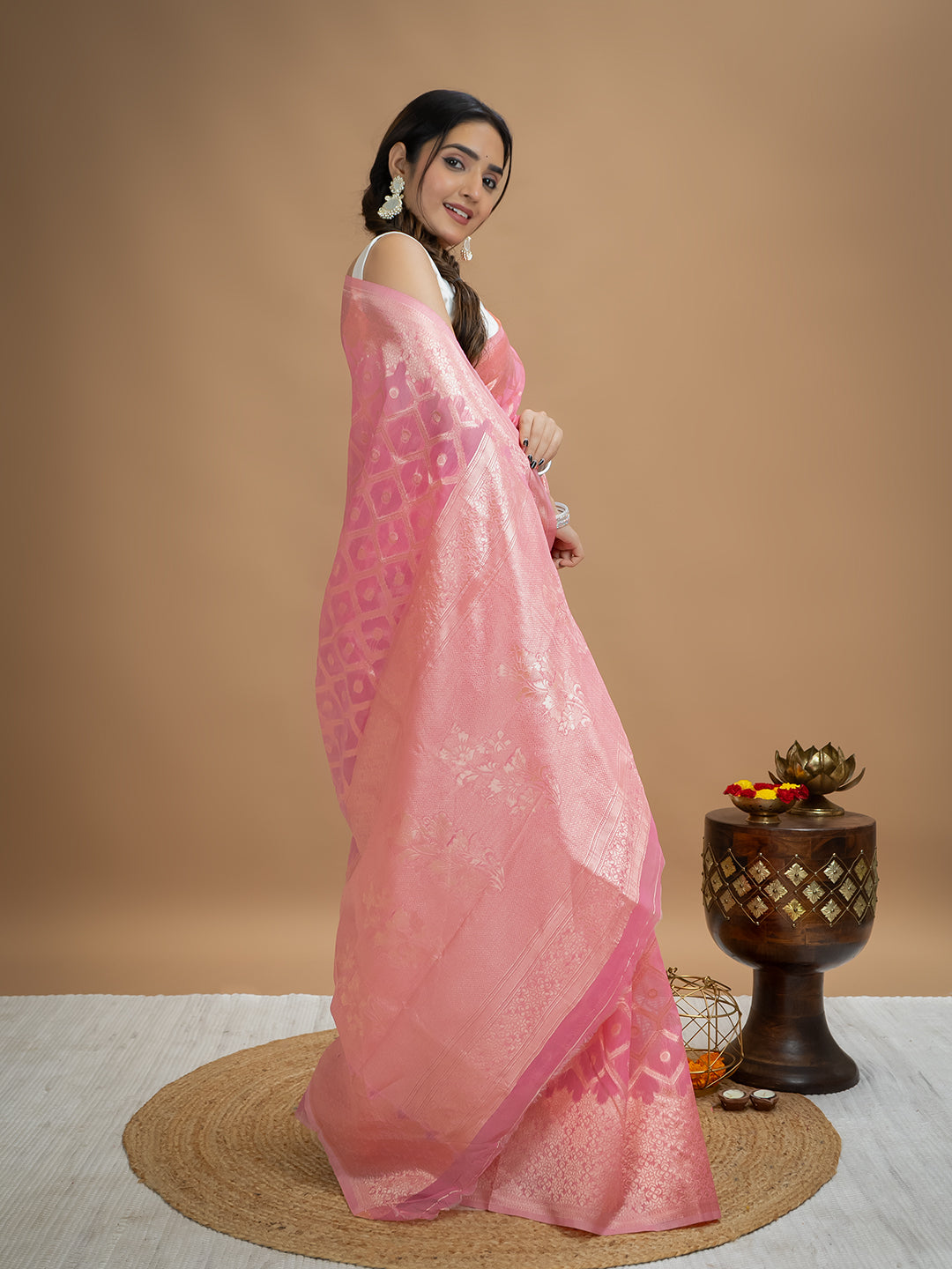 Floral Cotton Linen Saree