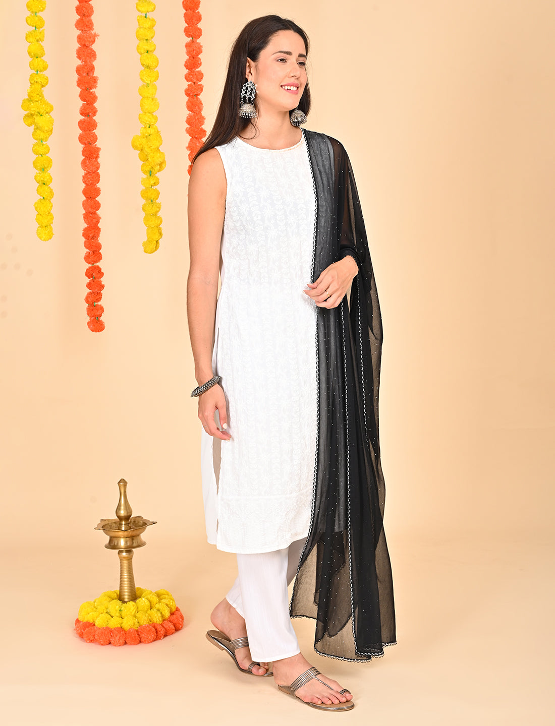 Ditsy Swarovski Chiffon Dupatta