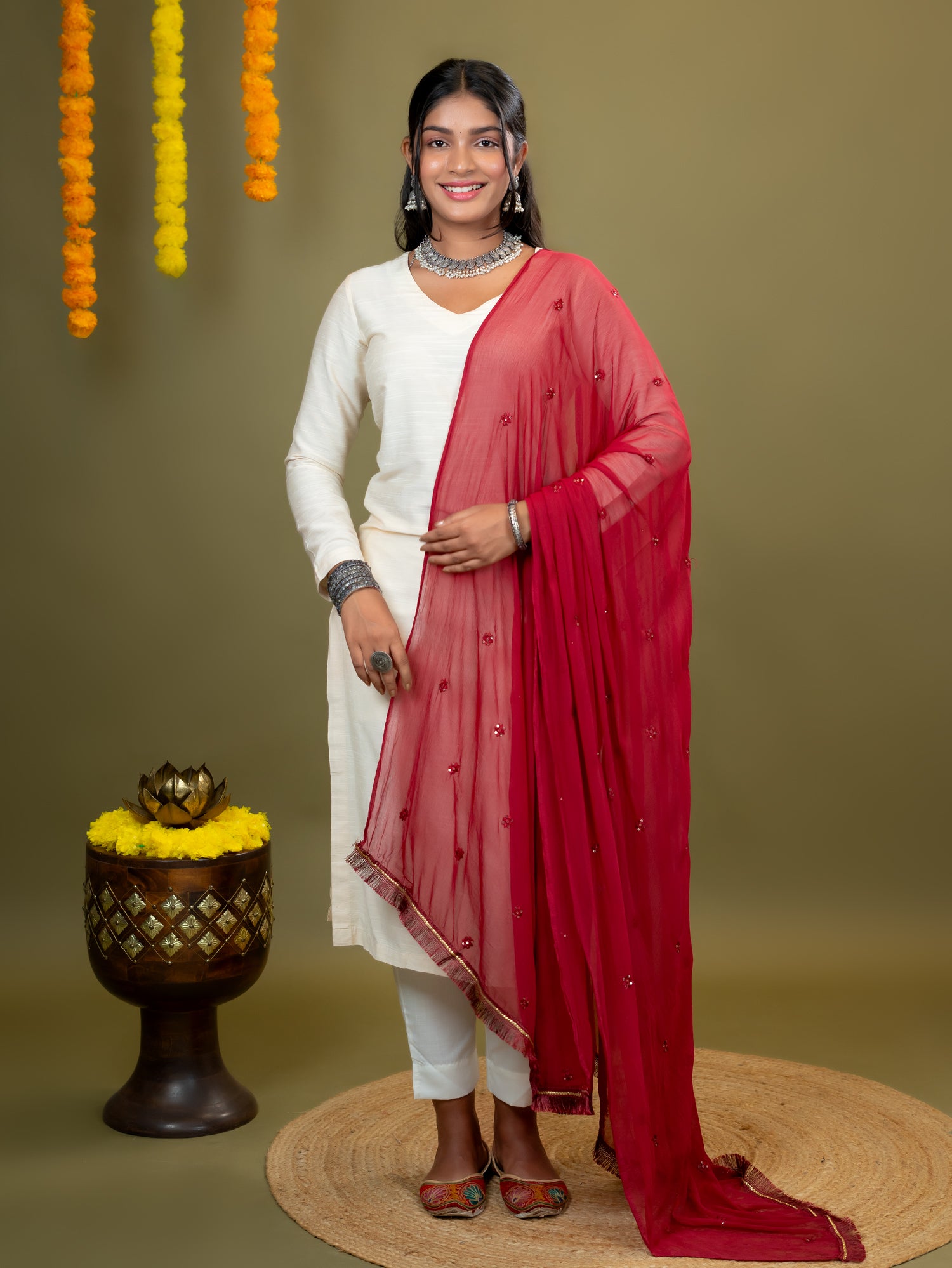 Embroidered Chiffon Dupatta