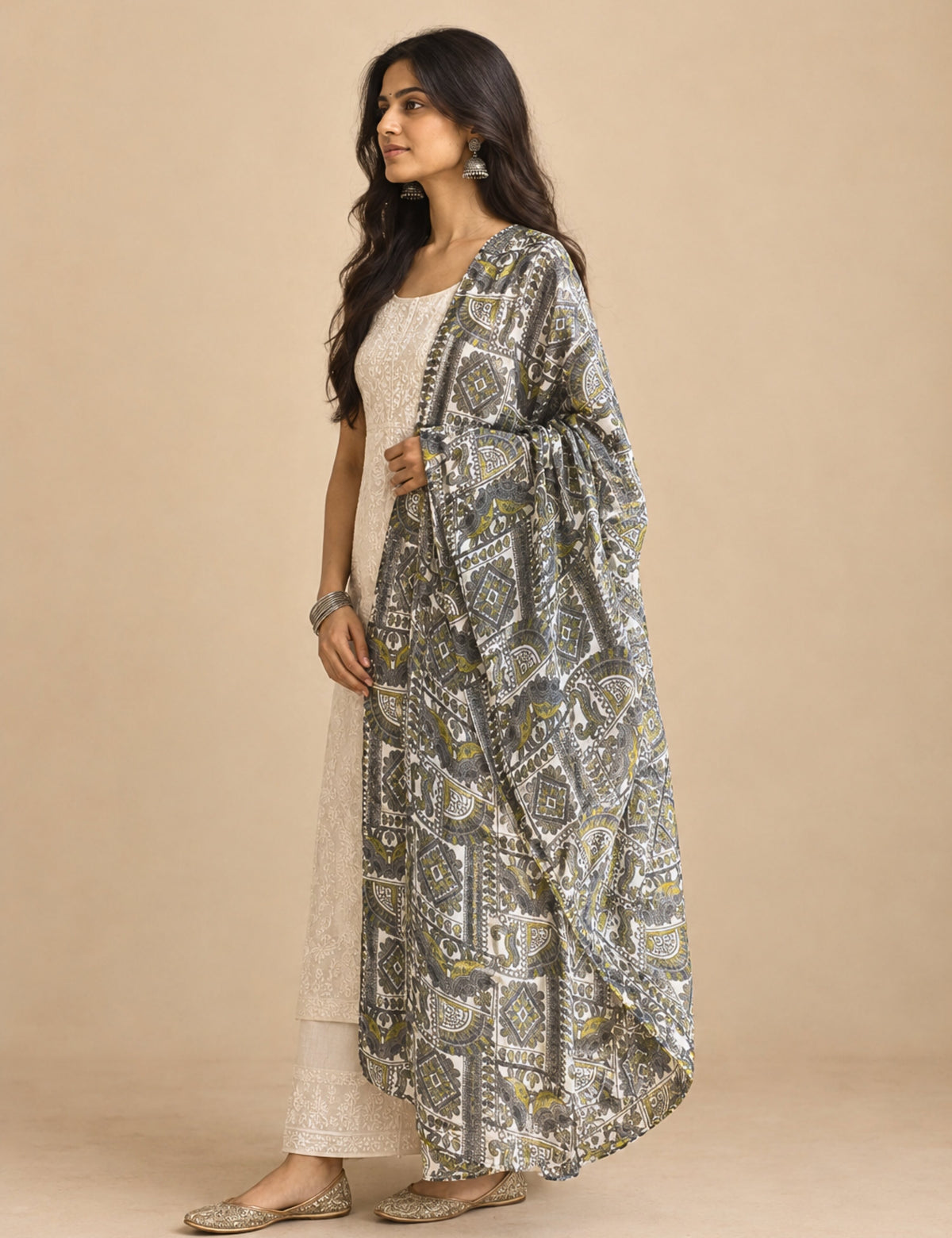 Ethnic Limegreen Cotton Dupatta