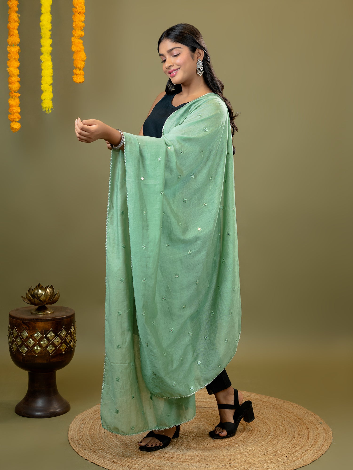 Embroidered Chanderi Dupatta