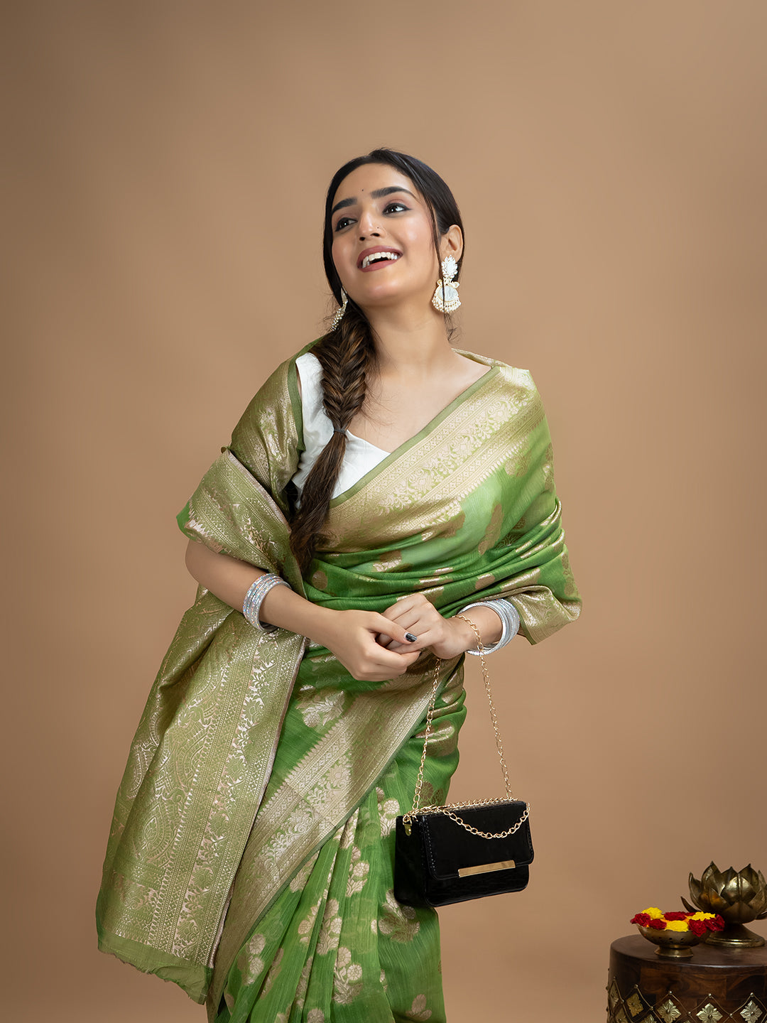 Floral Cotton Linen Saree