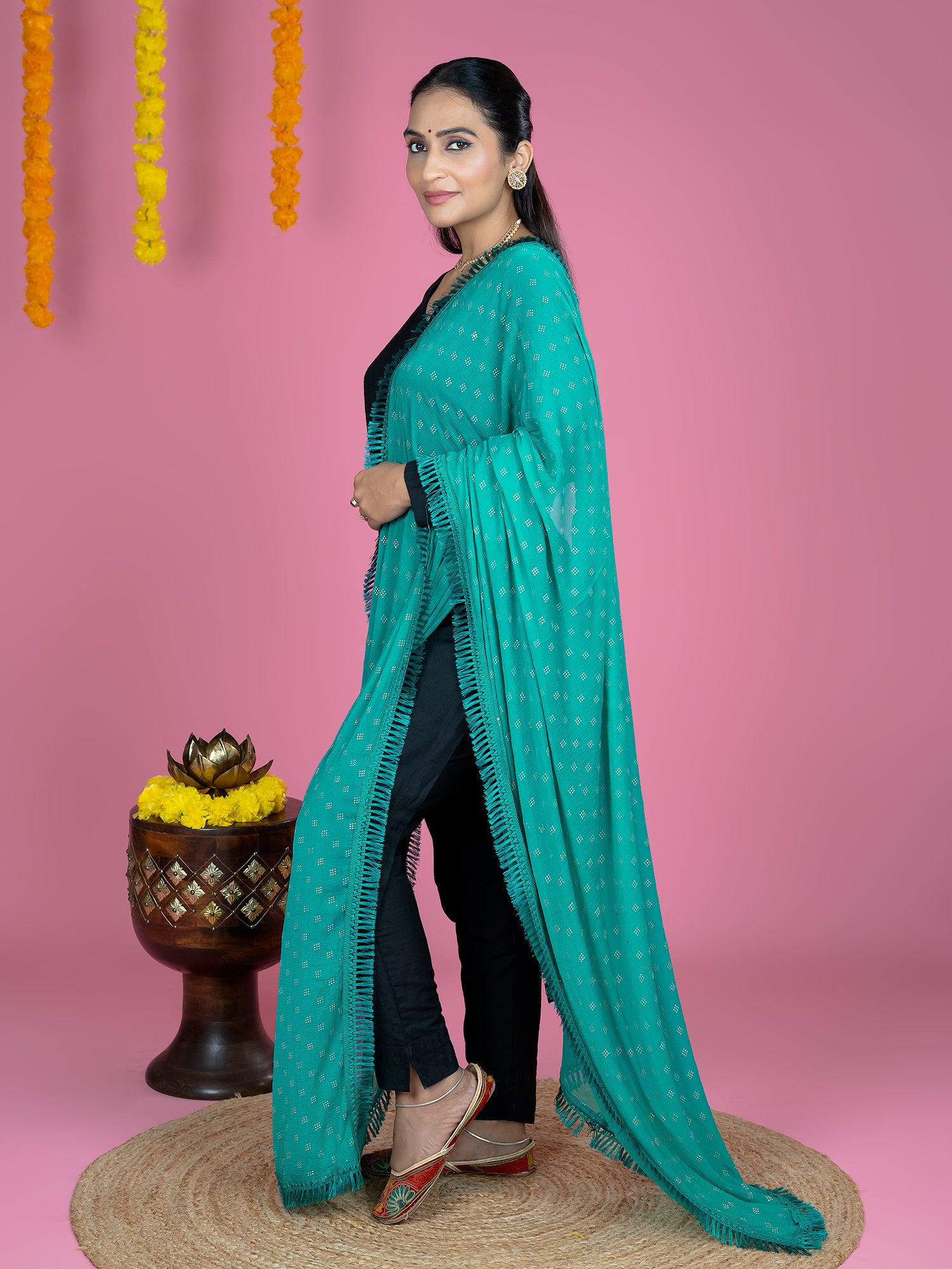 Geometric Chiffon Dew Drops Dupatta