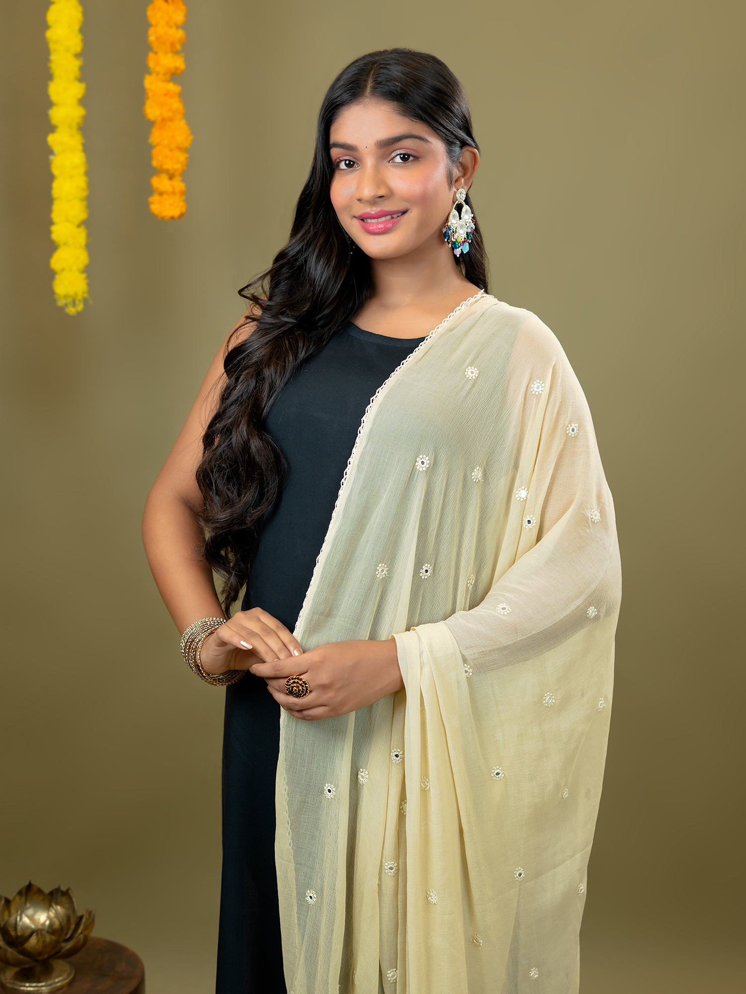 Embroidered Chiffon Dupatta
