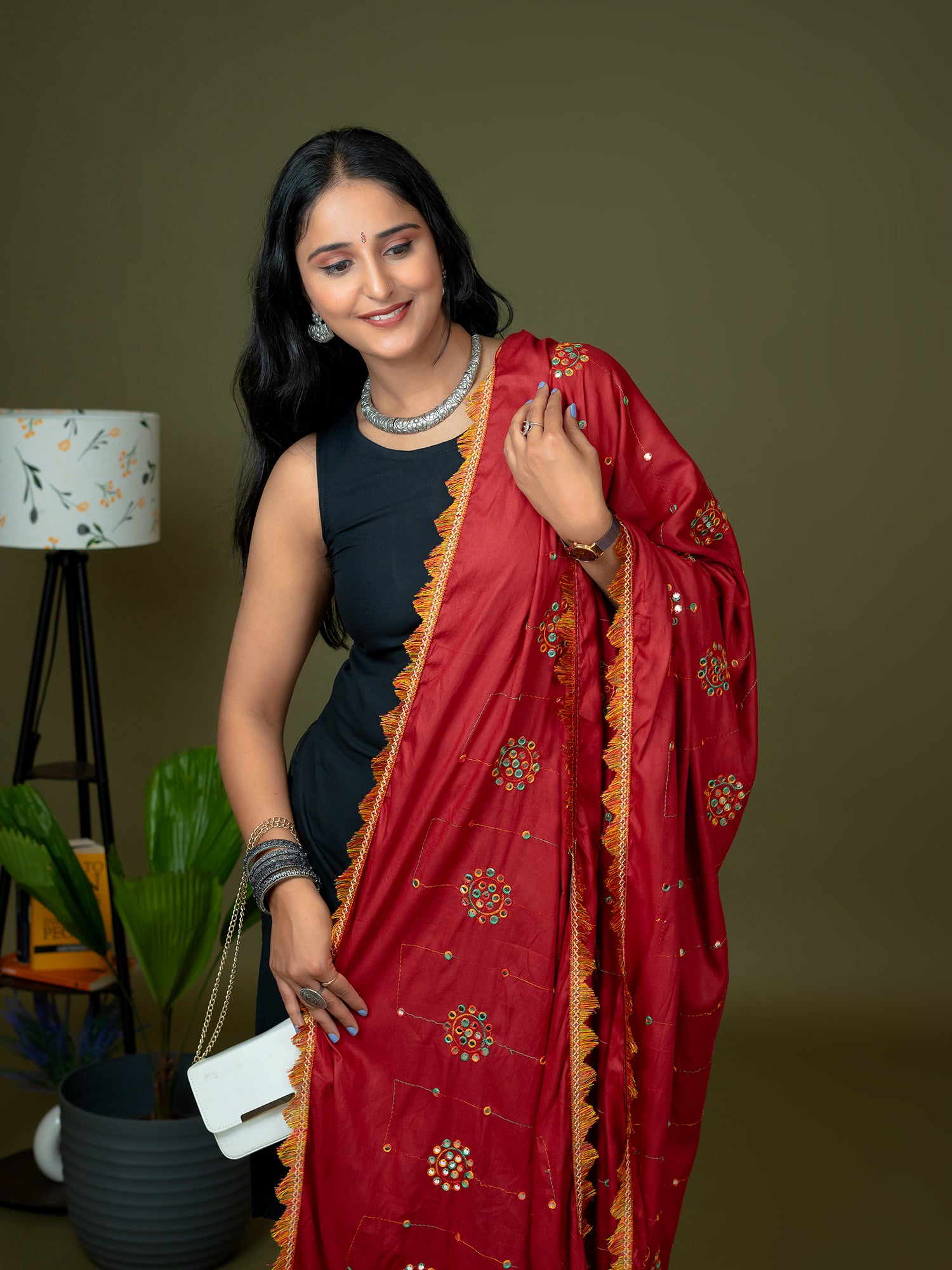 Mirror Work Viscose Rayon Dupatta