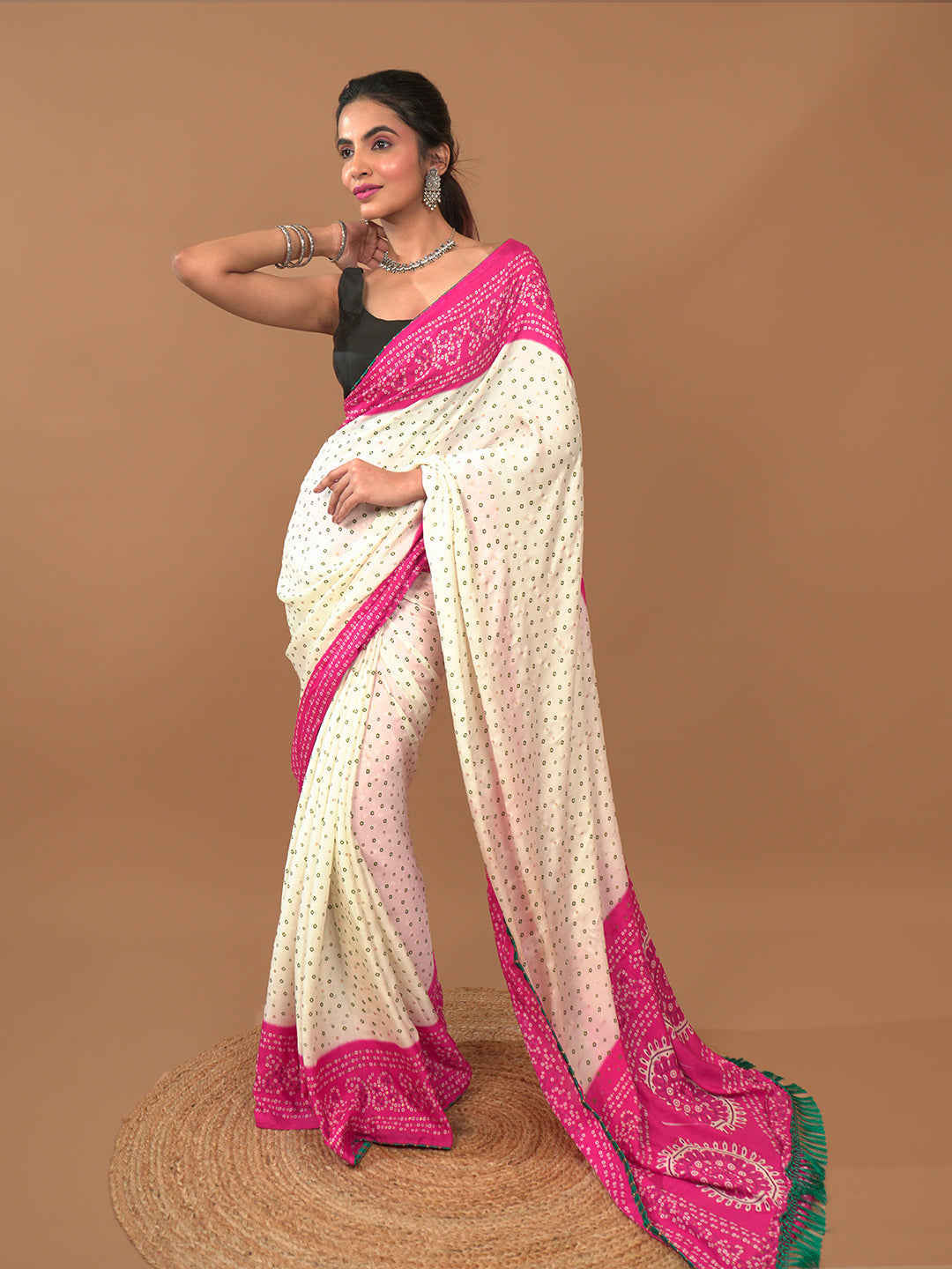 Bandhini Tie & Dye Crepe Saree