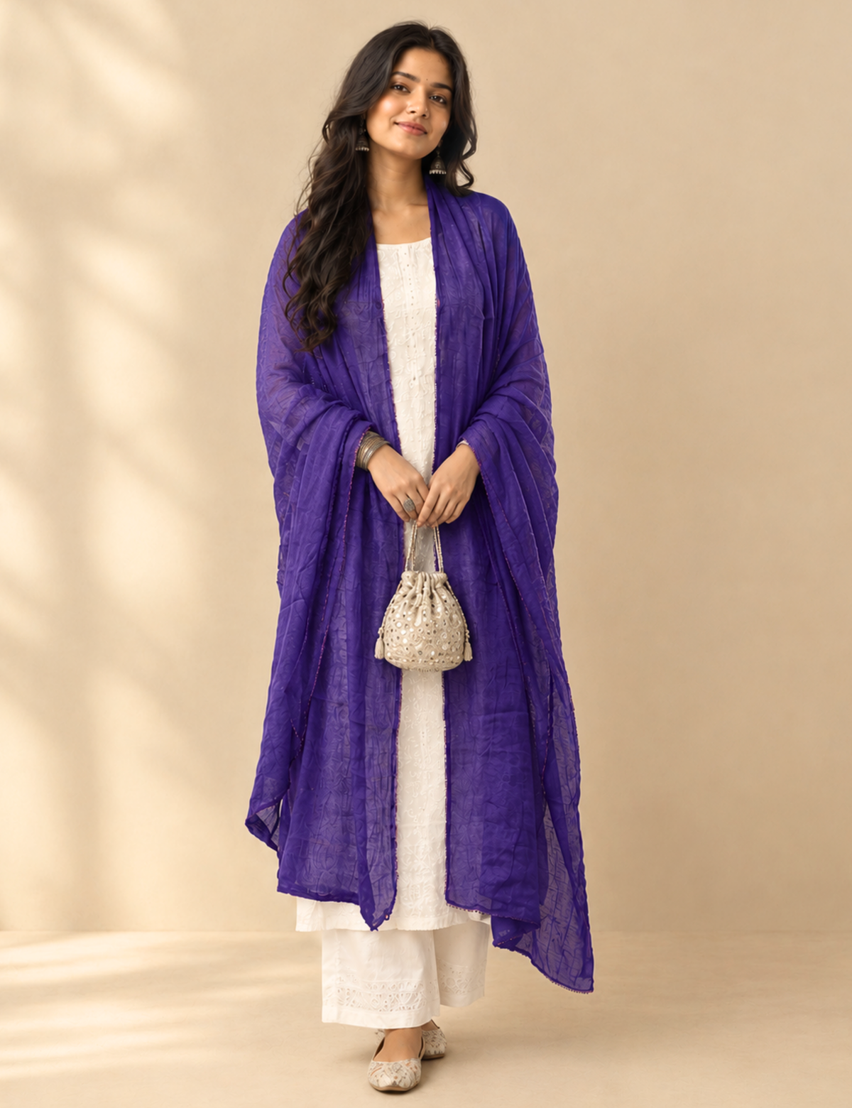 Solid Purple Cotton Dupatta