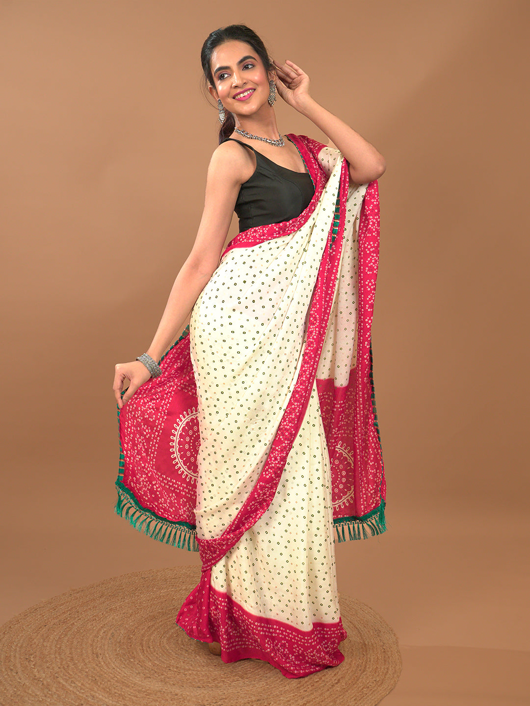 Bandhini Tie & Dye Crepe Saree
