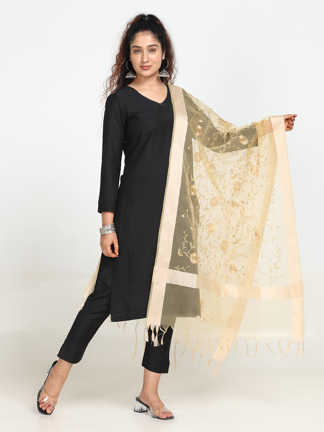 Embroidered Chanderi Dupatta