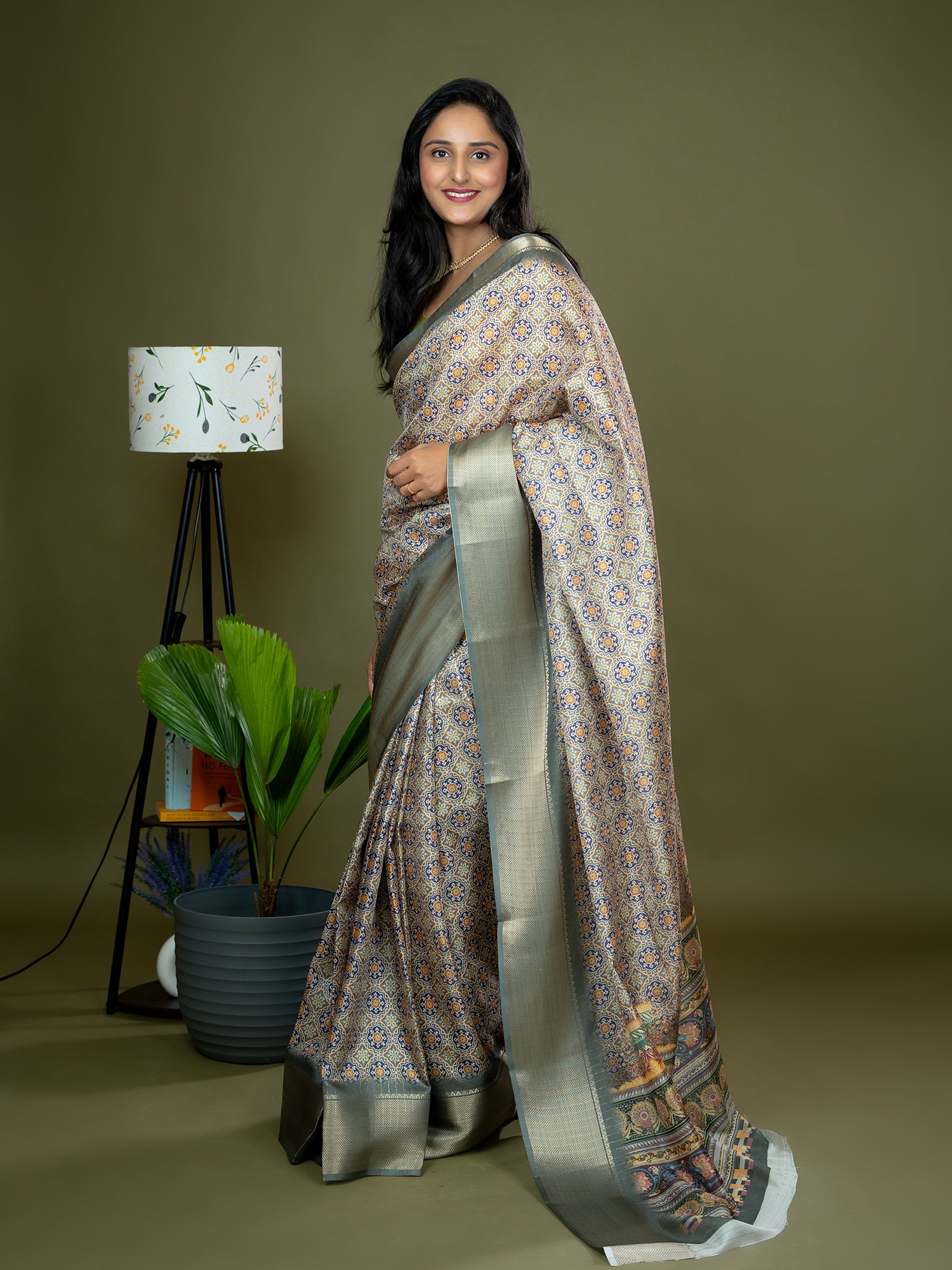 Ajrakh Art Silk Saree