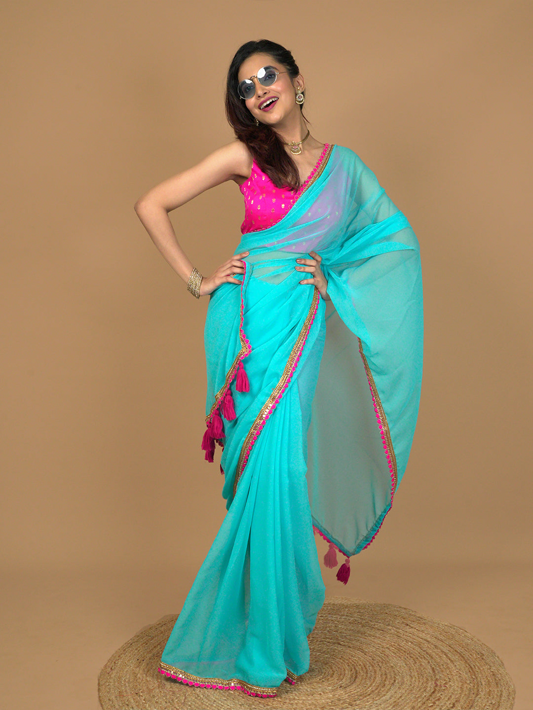 Solid Georgette Saree