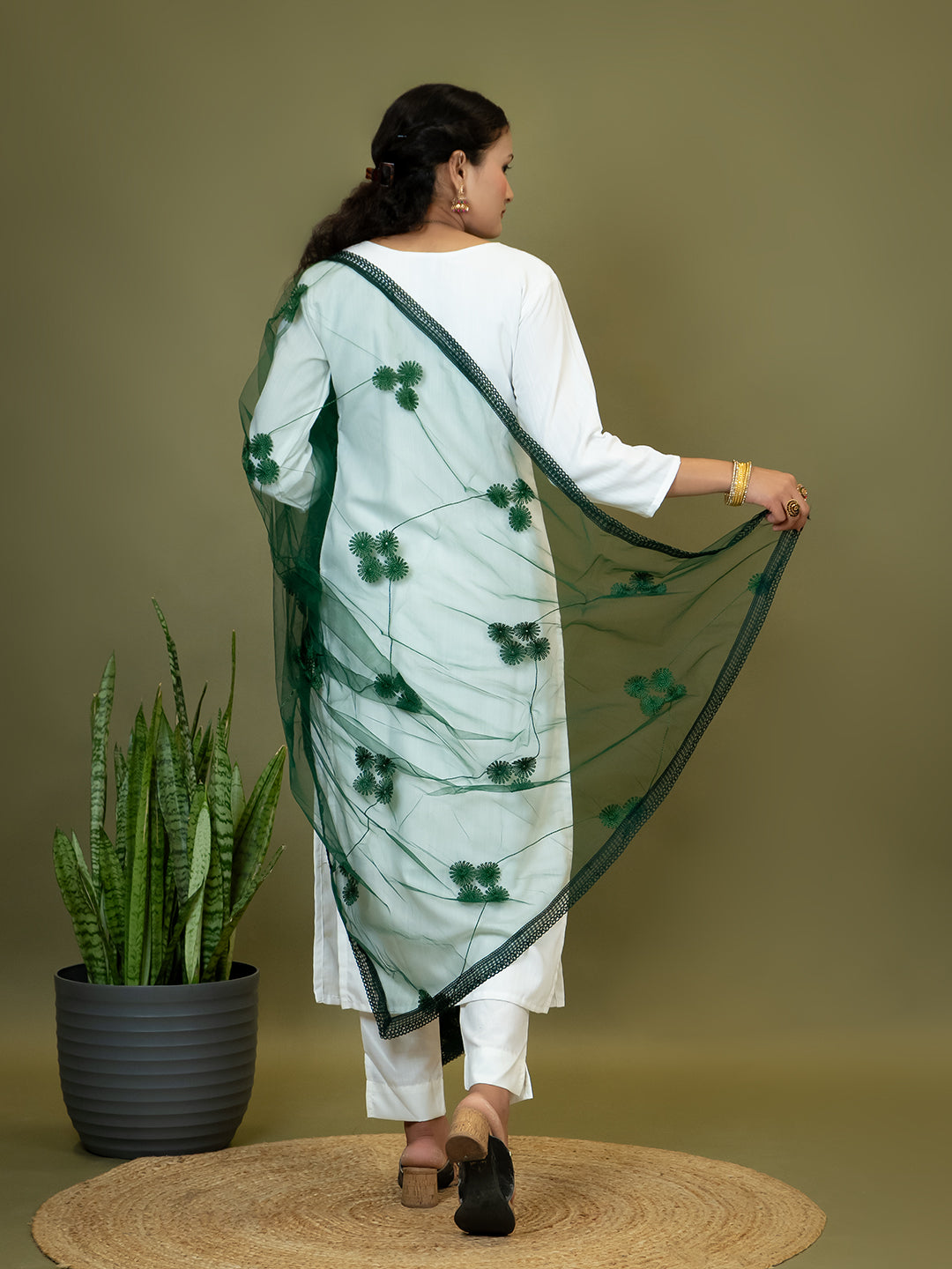 Floral Net Dupatta