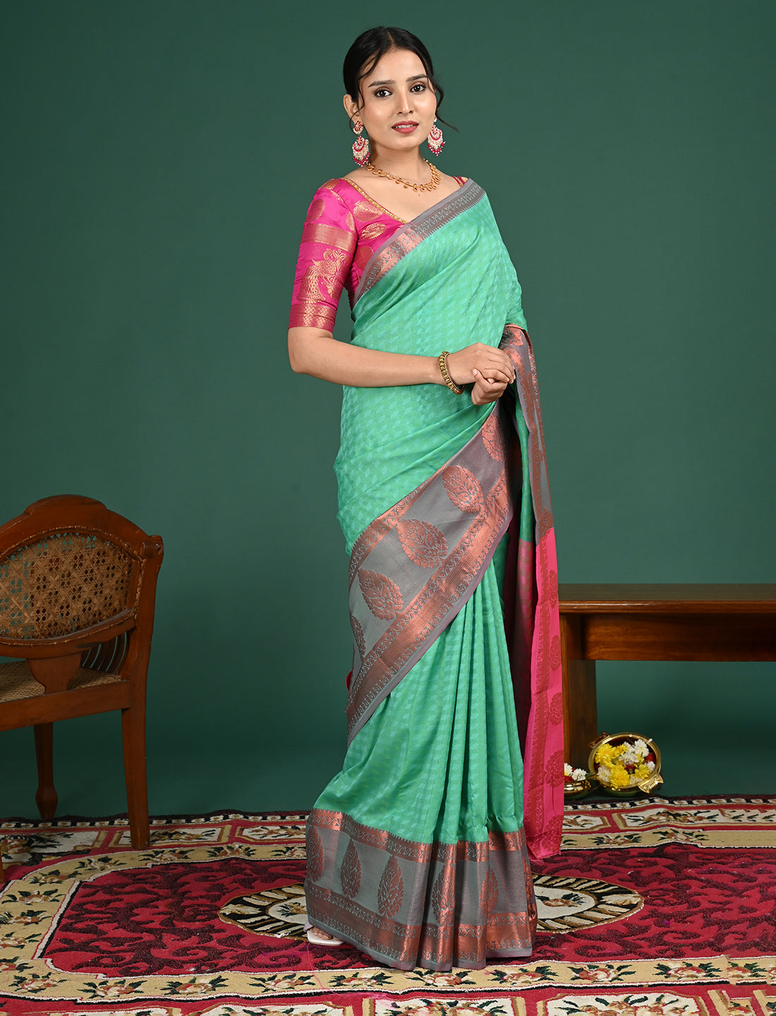 Sea Green South Art Silk Saree