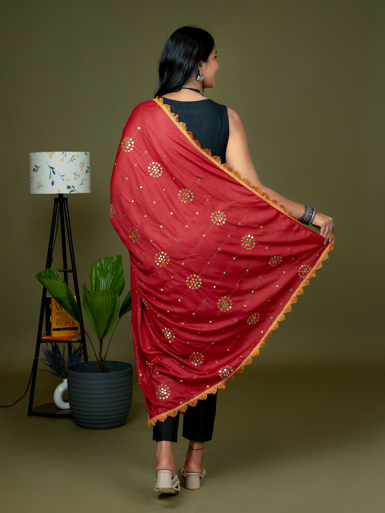 Mirror Work Viscose Rayon Dupatta