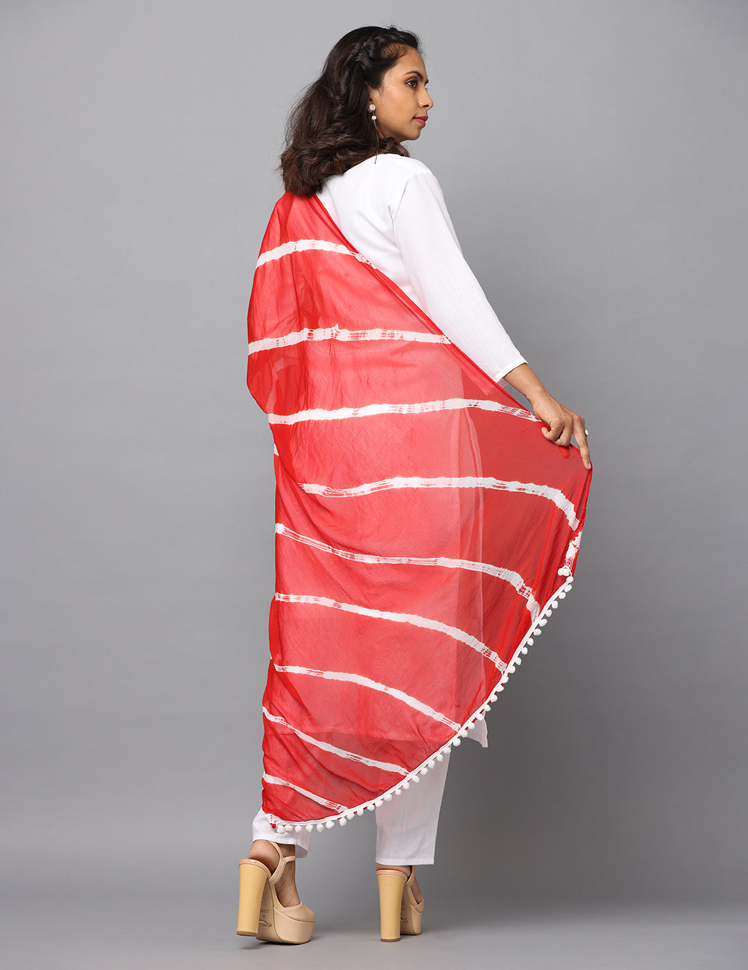 Striped Bandhini Chiffon Dupatta