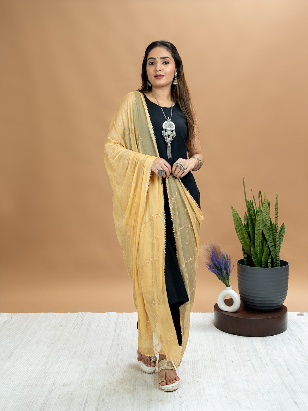 Embroidered Chiffon Dupatta