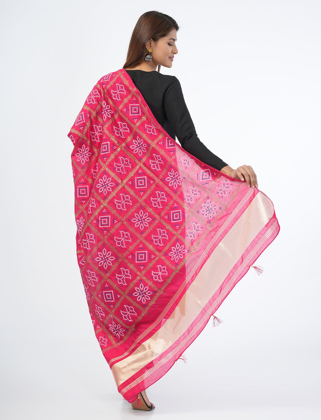 Ghatchola Checks Gaji Silk Dupatta