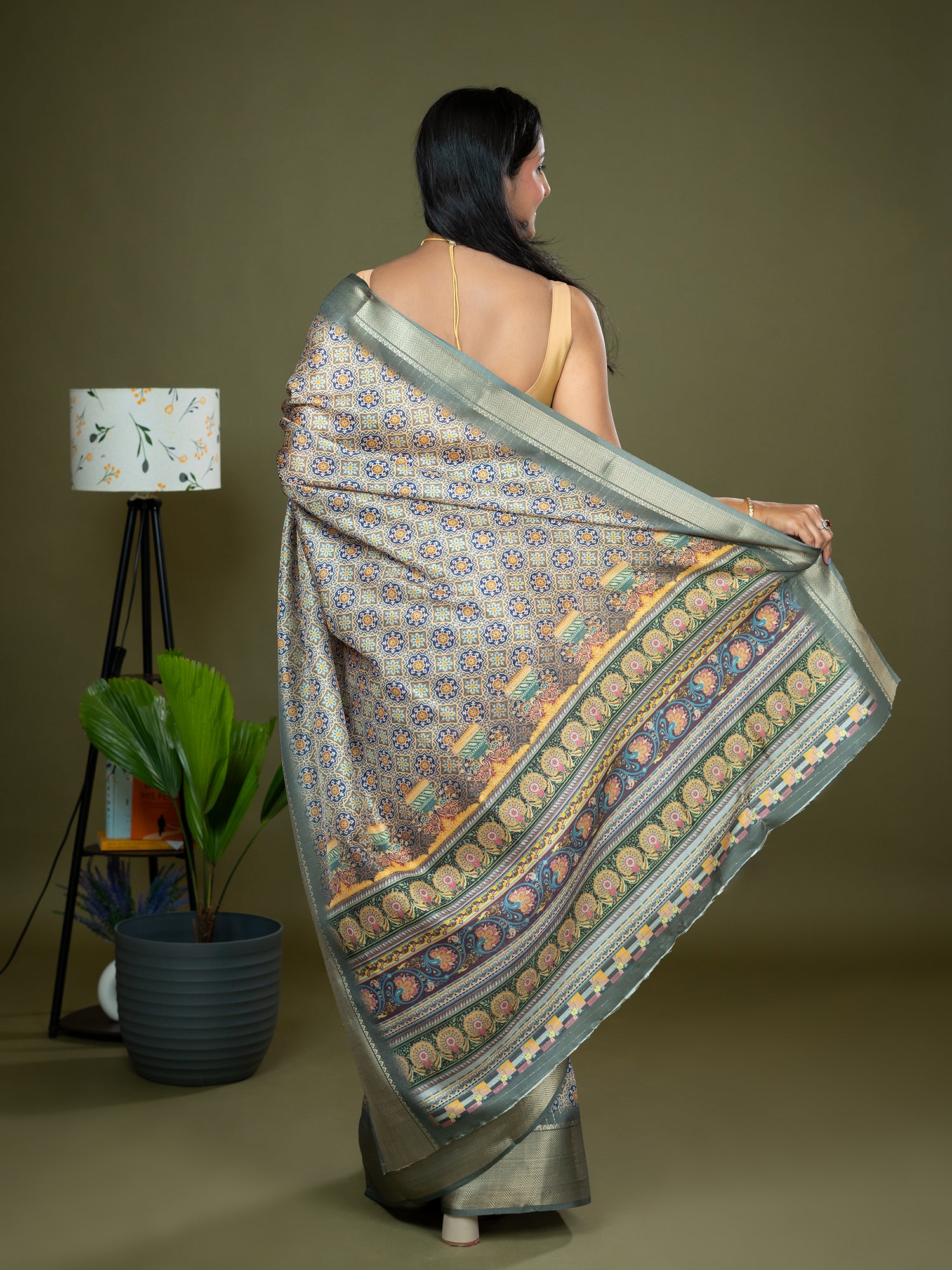 Ajrakh Art Silk Saree