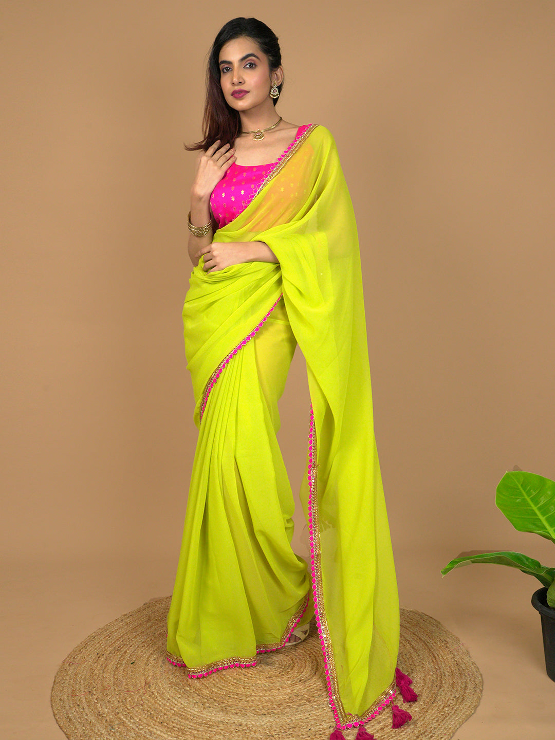 Solid Georgette Saree