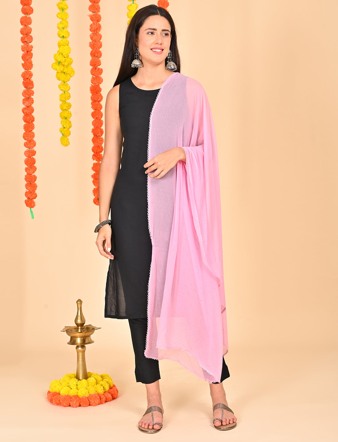 Ditsy Swarovski Chiffon Dupatta