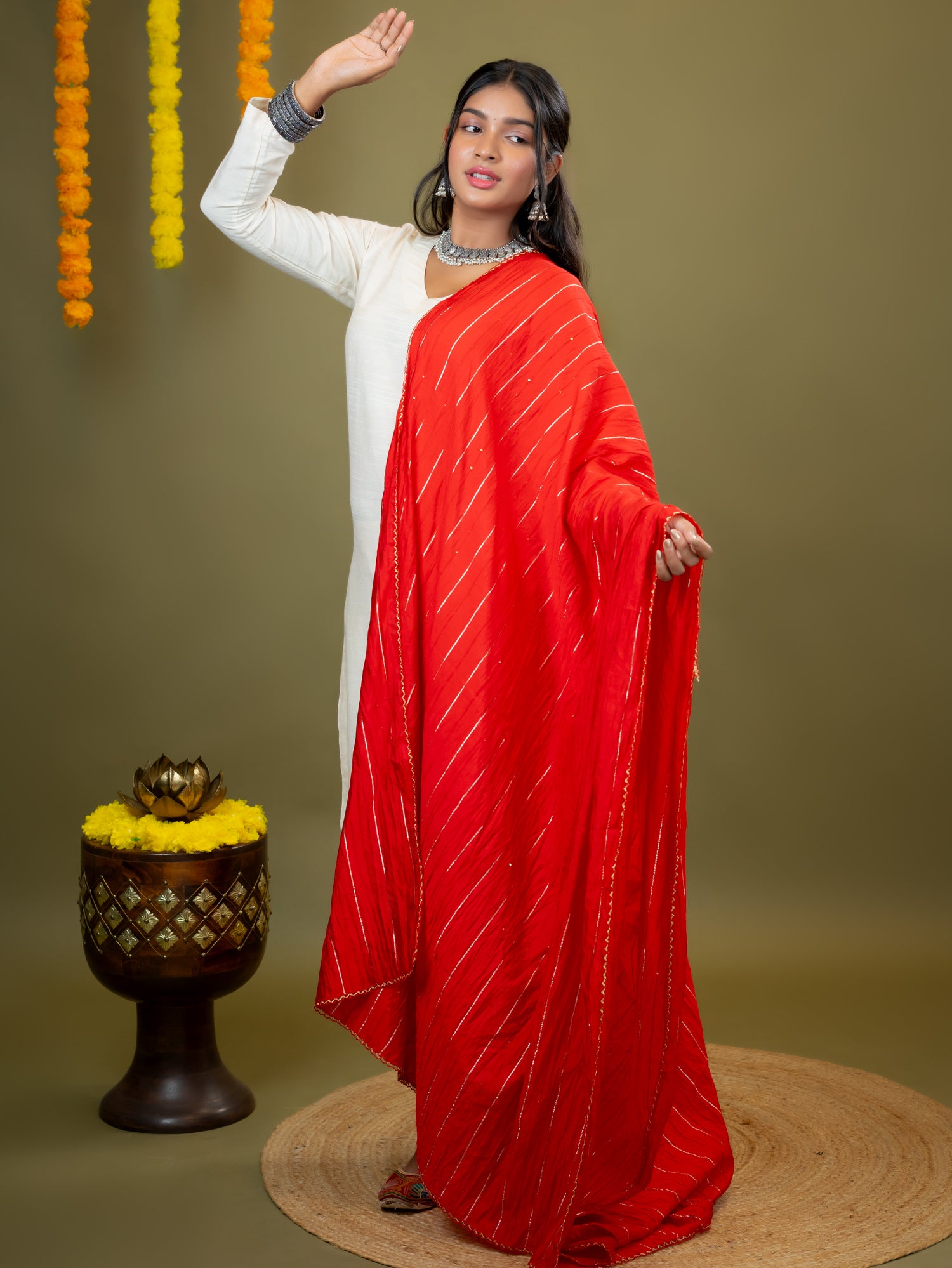 Embroidered Chinon Dupatta