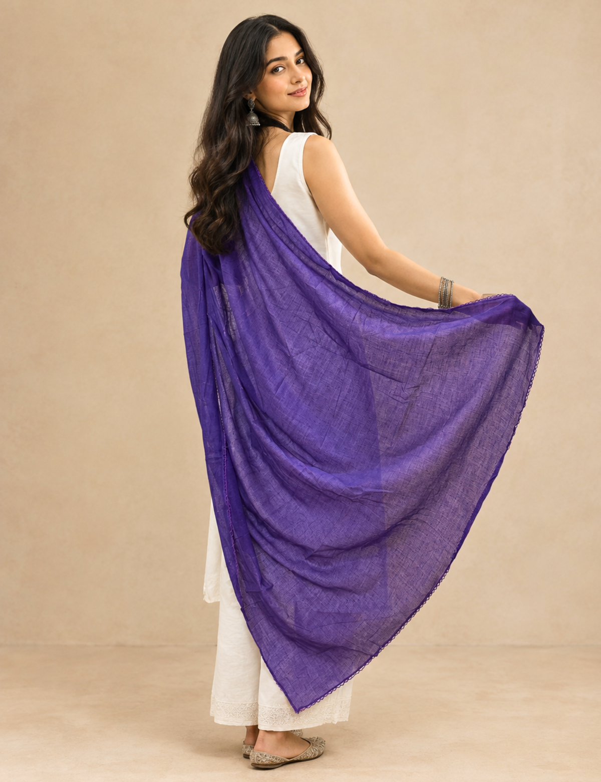 Solid Purple Cotton Dupatta