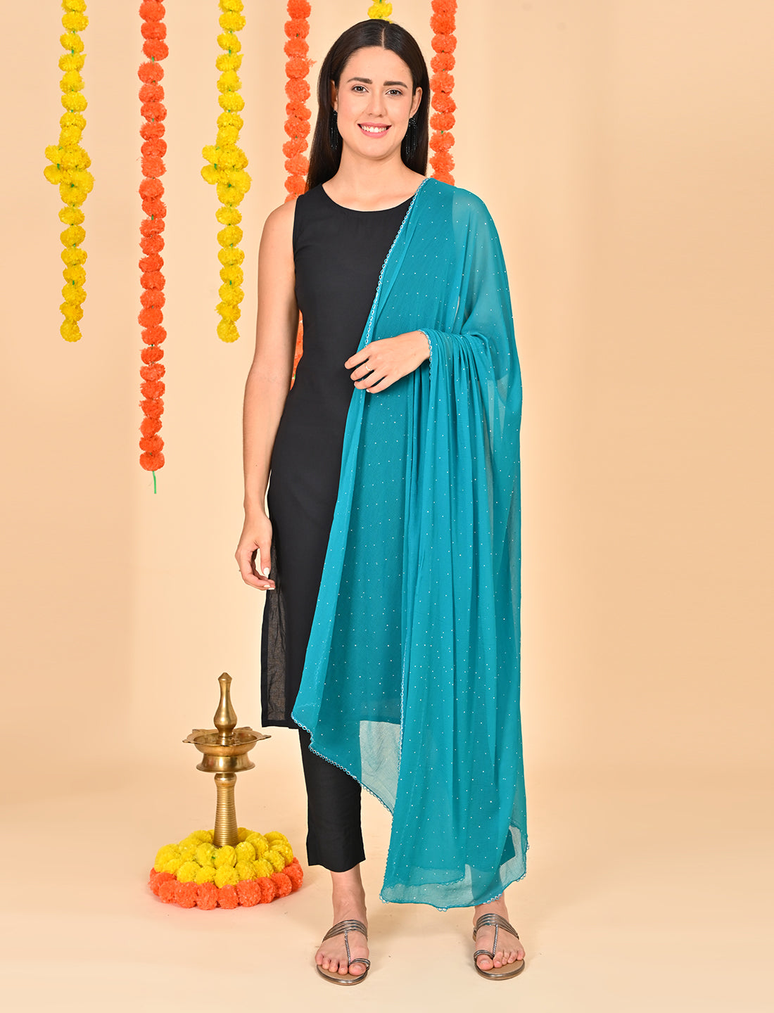 Ditsy Swarovski Chiffon Dupatta