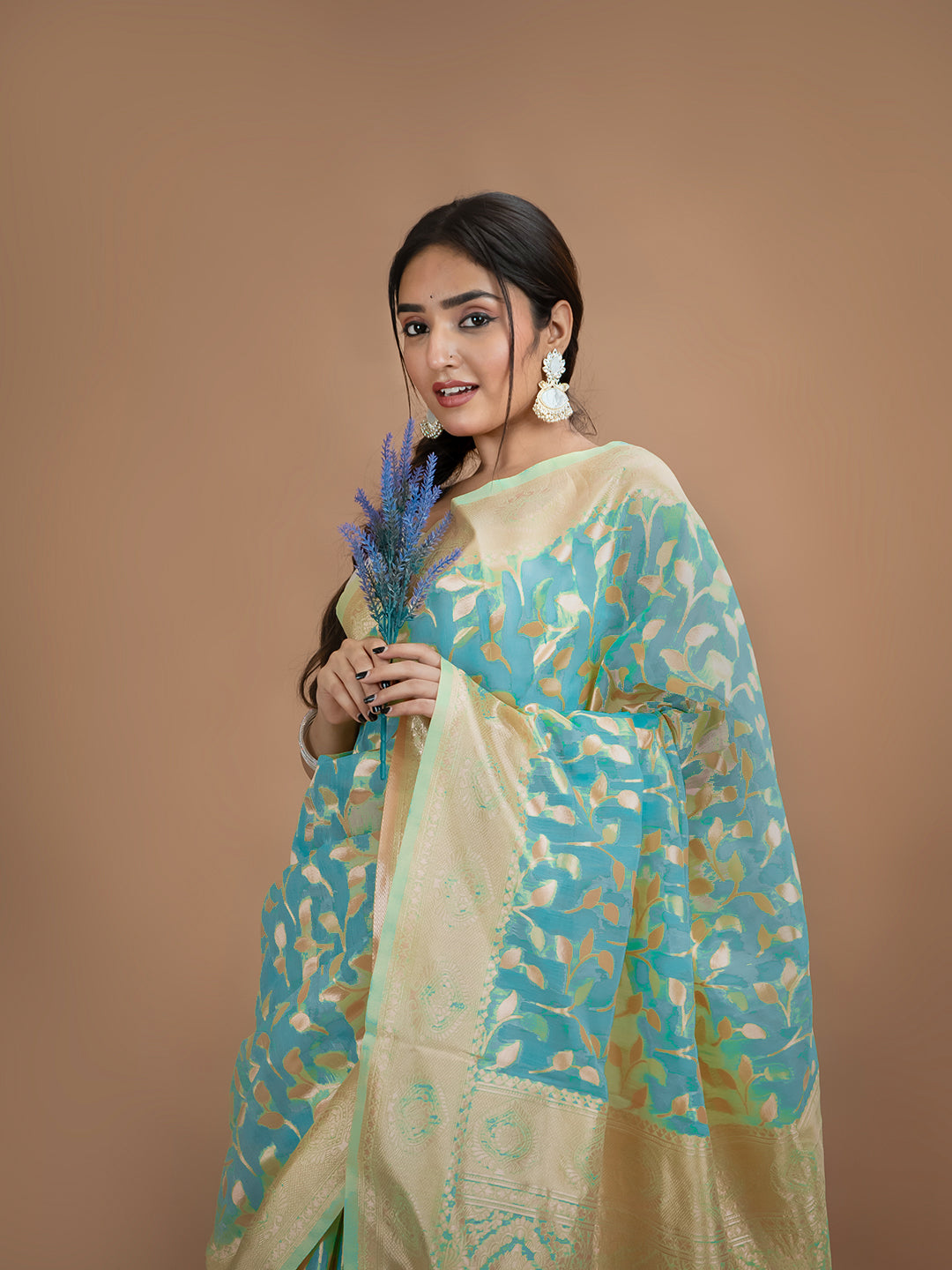 Floral Cotton Linen Saree