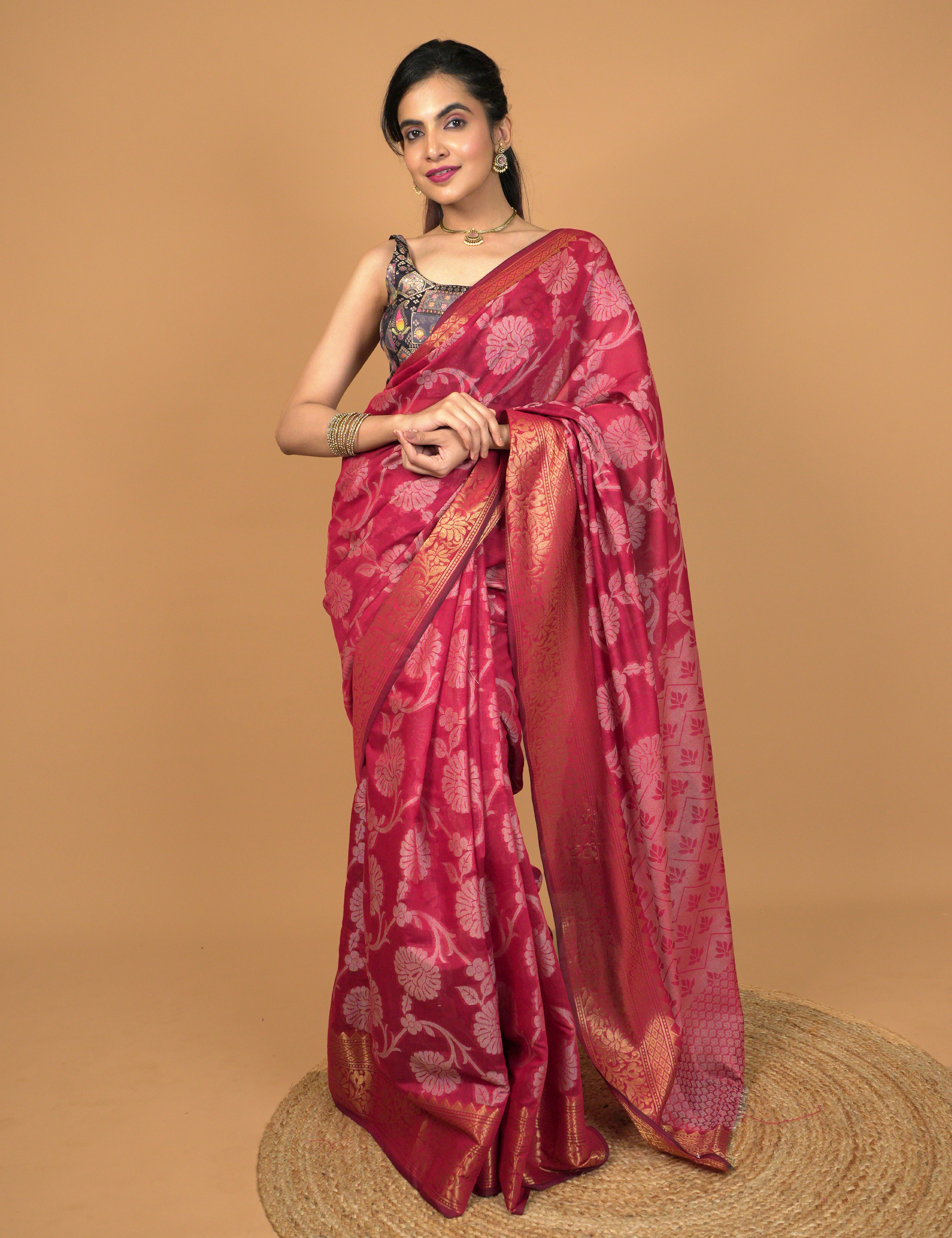 Kota Semi Cotton Geometric Saree
