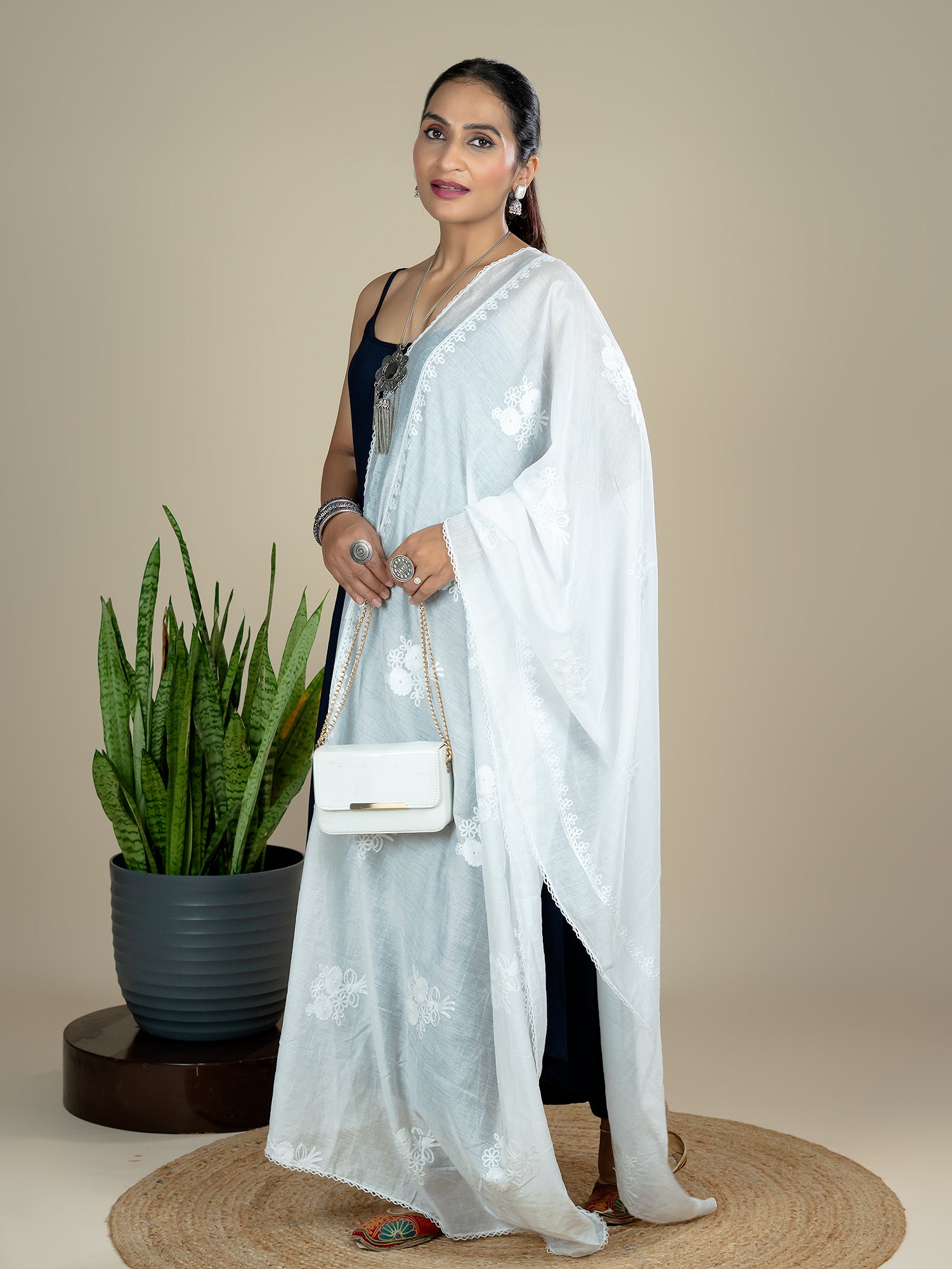 Embroidered Chanderi Dupatta