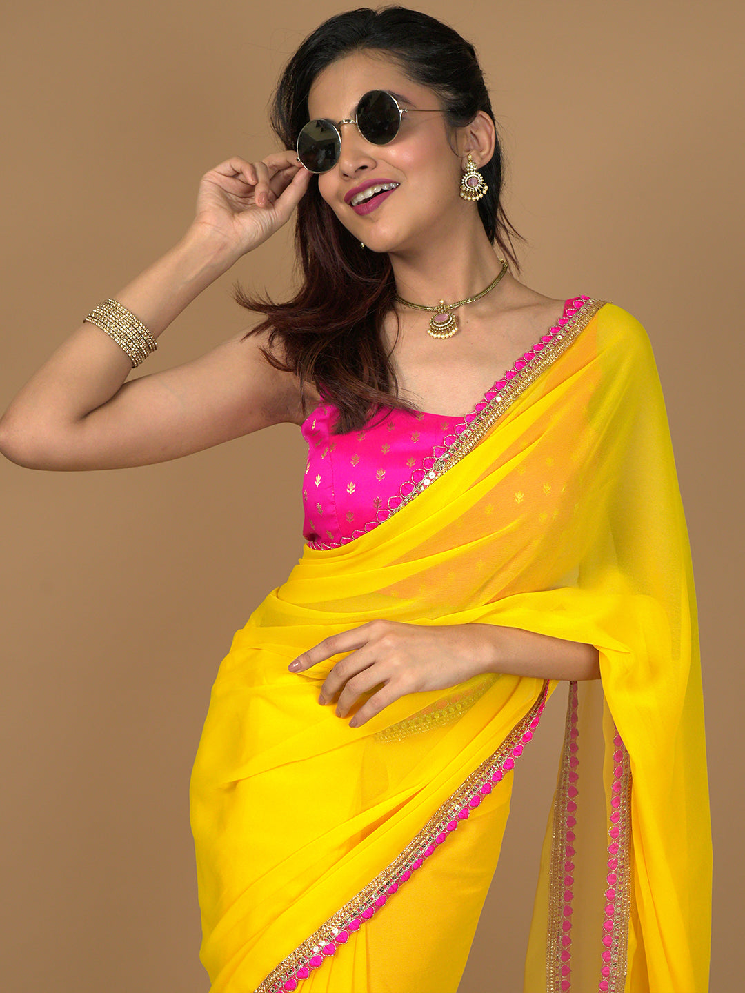 Solid Georgette Saree