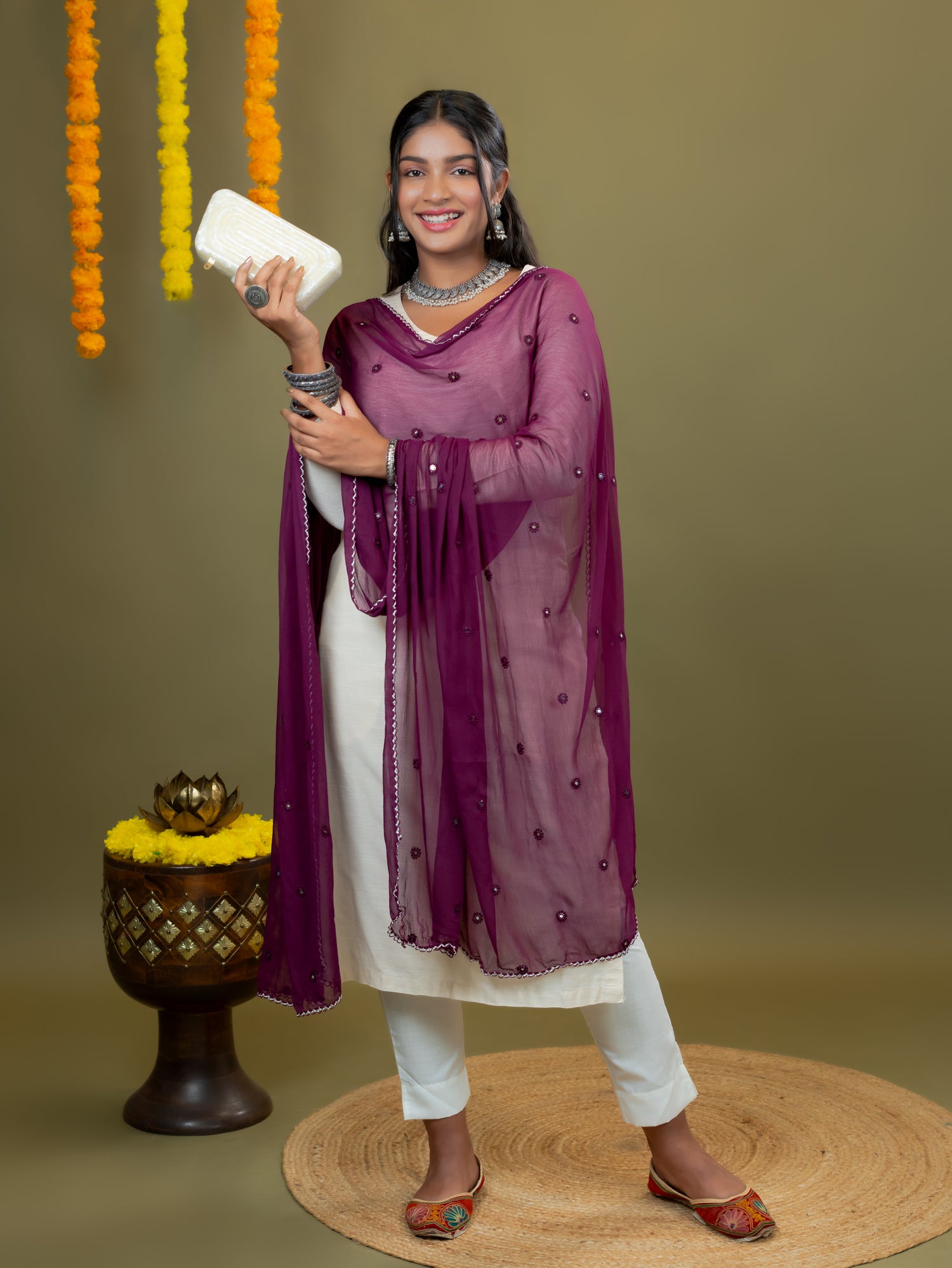 Embroidered Chiffon Dupatta
