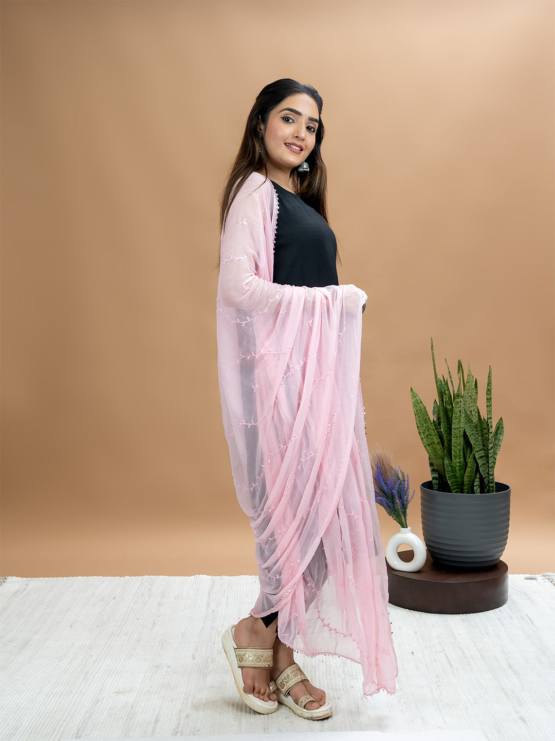 Embroidered Chiffon Dupatta