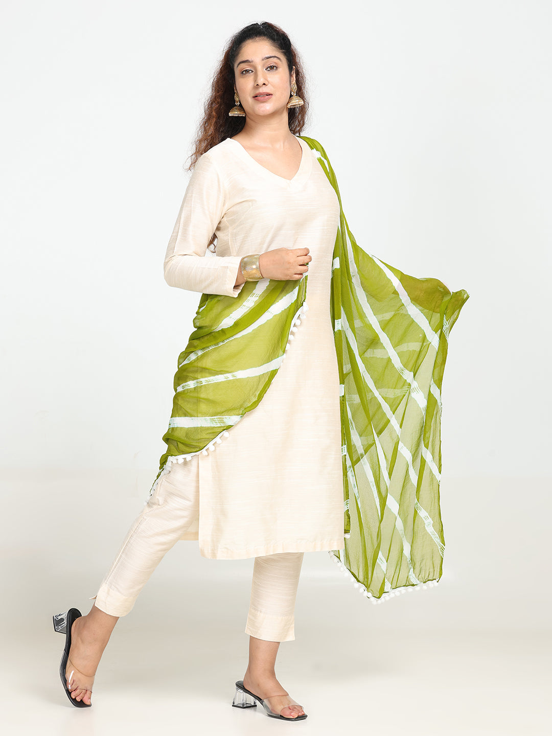 Striped Bandhini Chiffon Dupatta