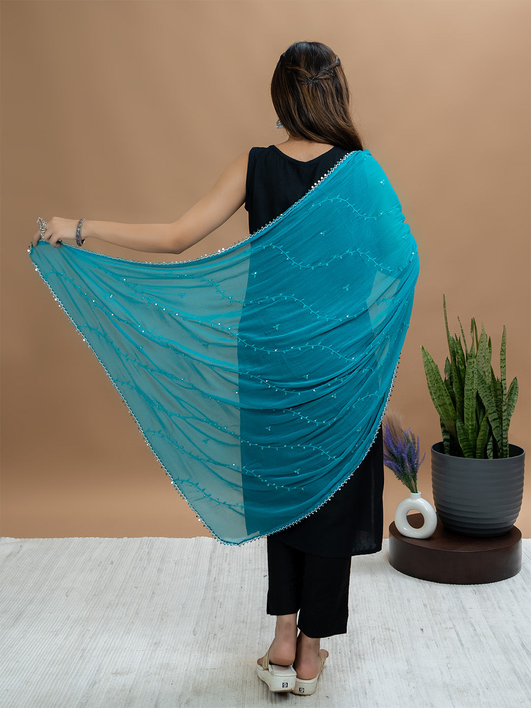 Embroidered Chiffon Dupatta