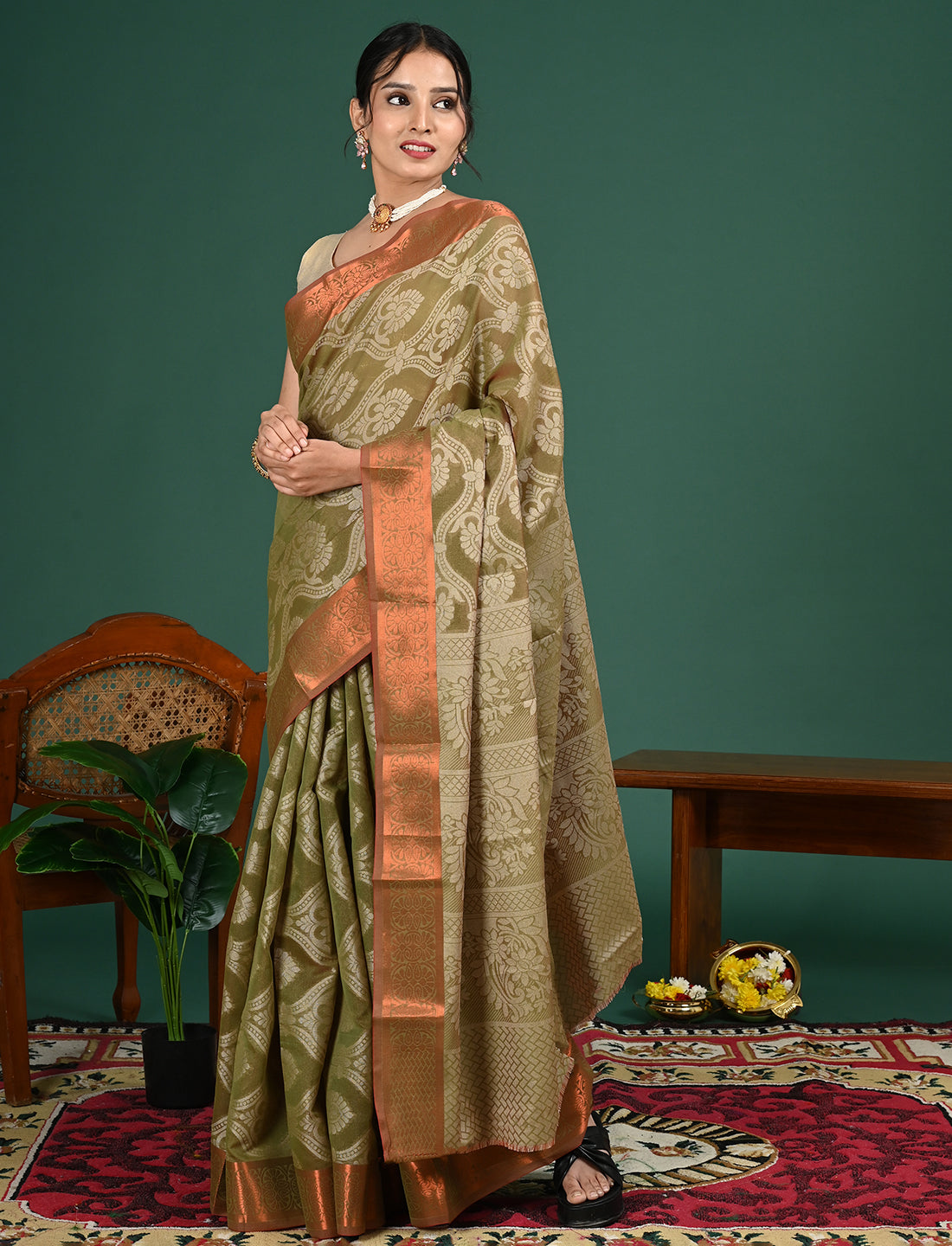 Kota Semi Cotton Geometric Saree